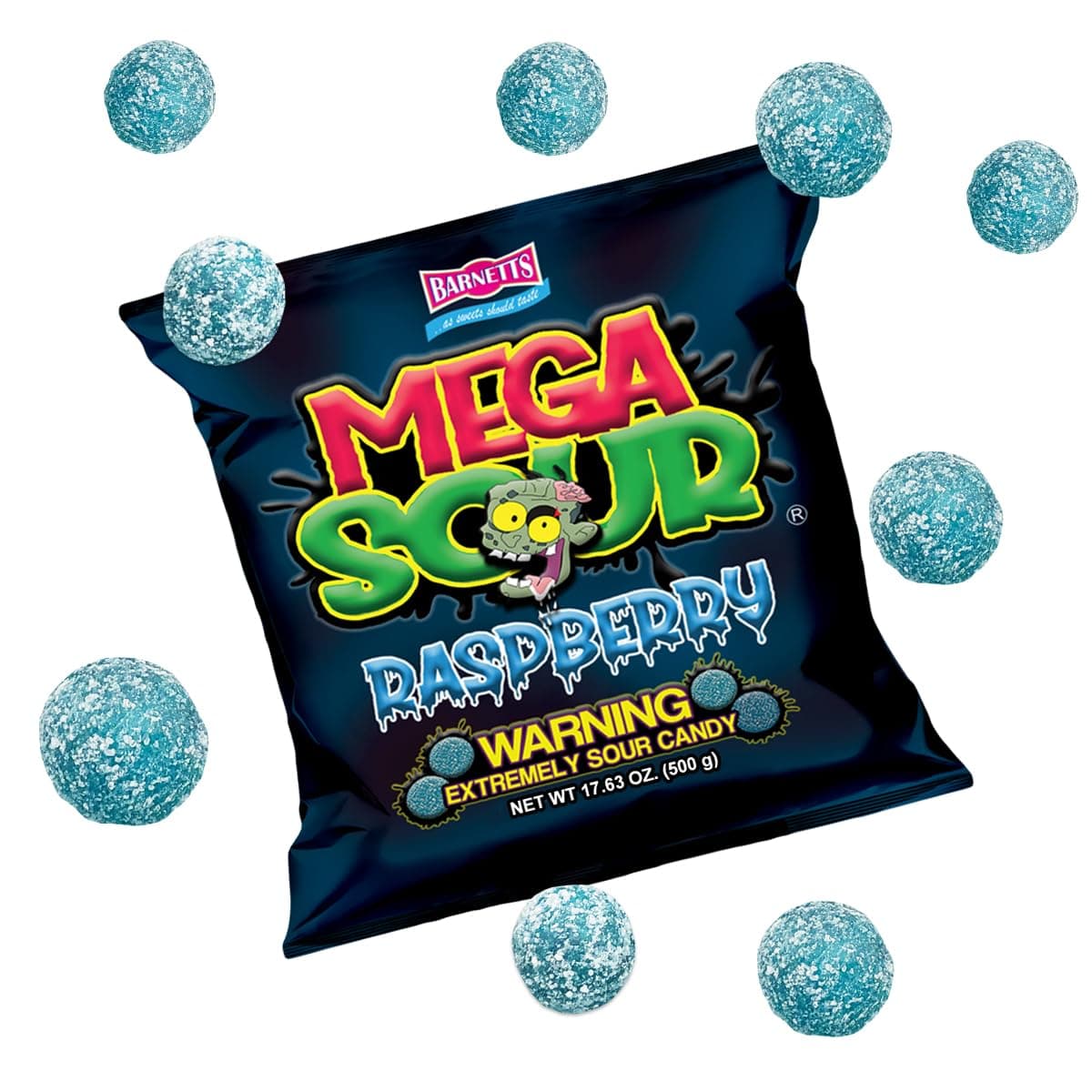 Barnetts Mega Sour Raspberry Flavour Sweets, 500 g