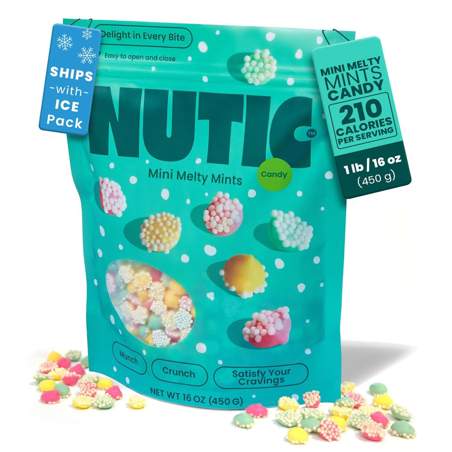 Nutic Mini Smooth and Melty Mints Nonpareils Candy - 1LB, Petite Pastel Mint Delights for Holidays & Birthdays, Dutch Mints, Chocolate Mint Treats - Made in the USA - (Pack of 1)