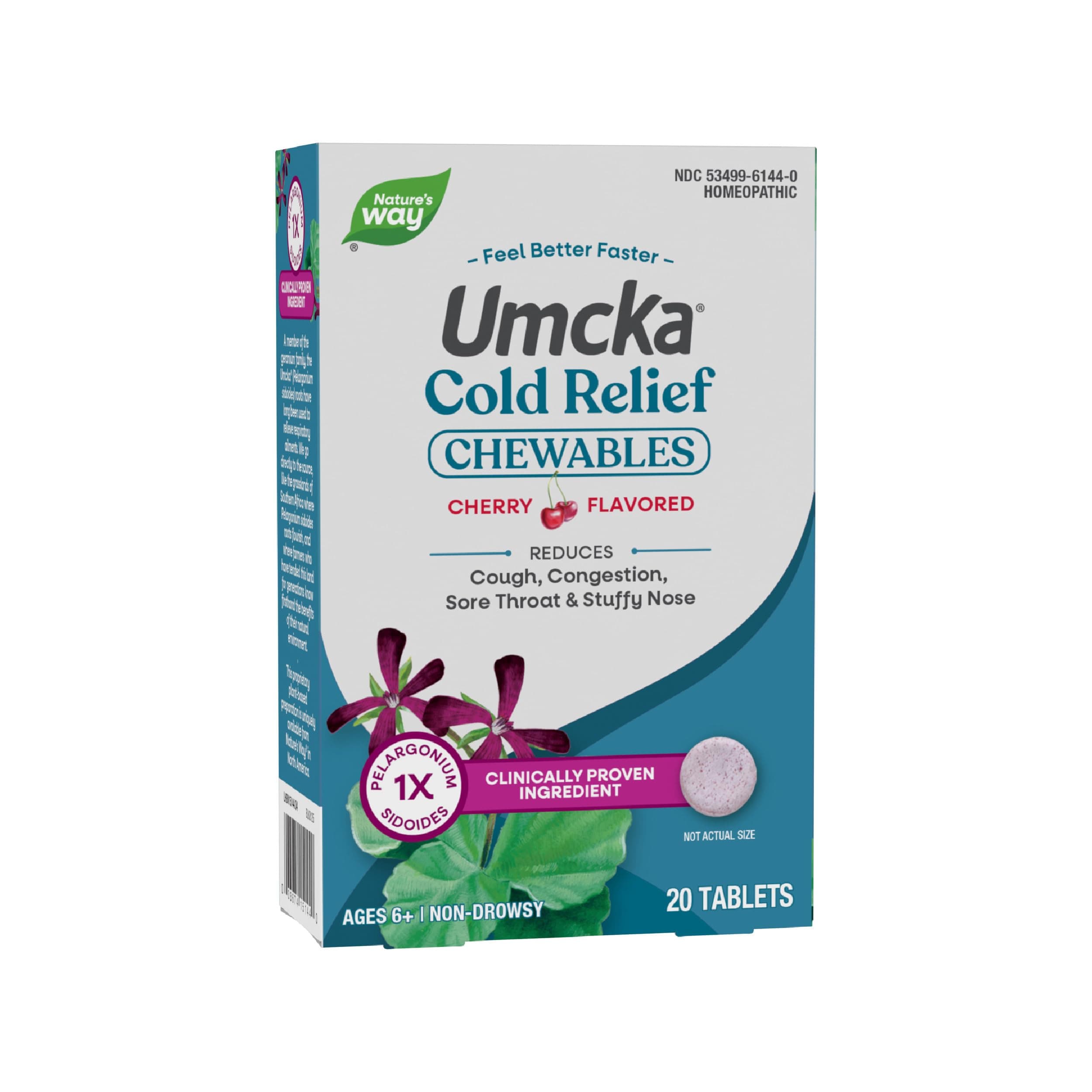 Nature's Way Umcka Cold Care Cherry 20 Chewable Tablets