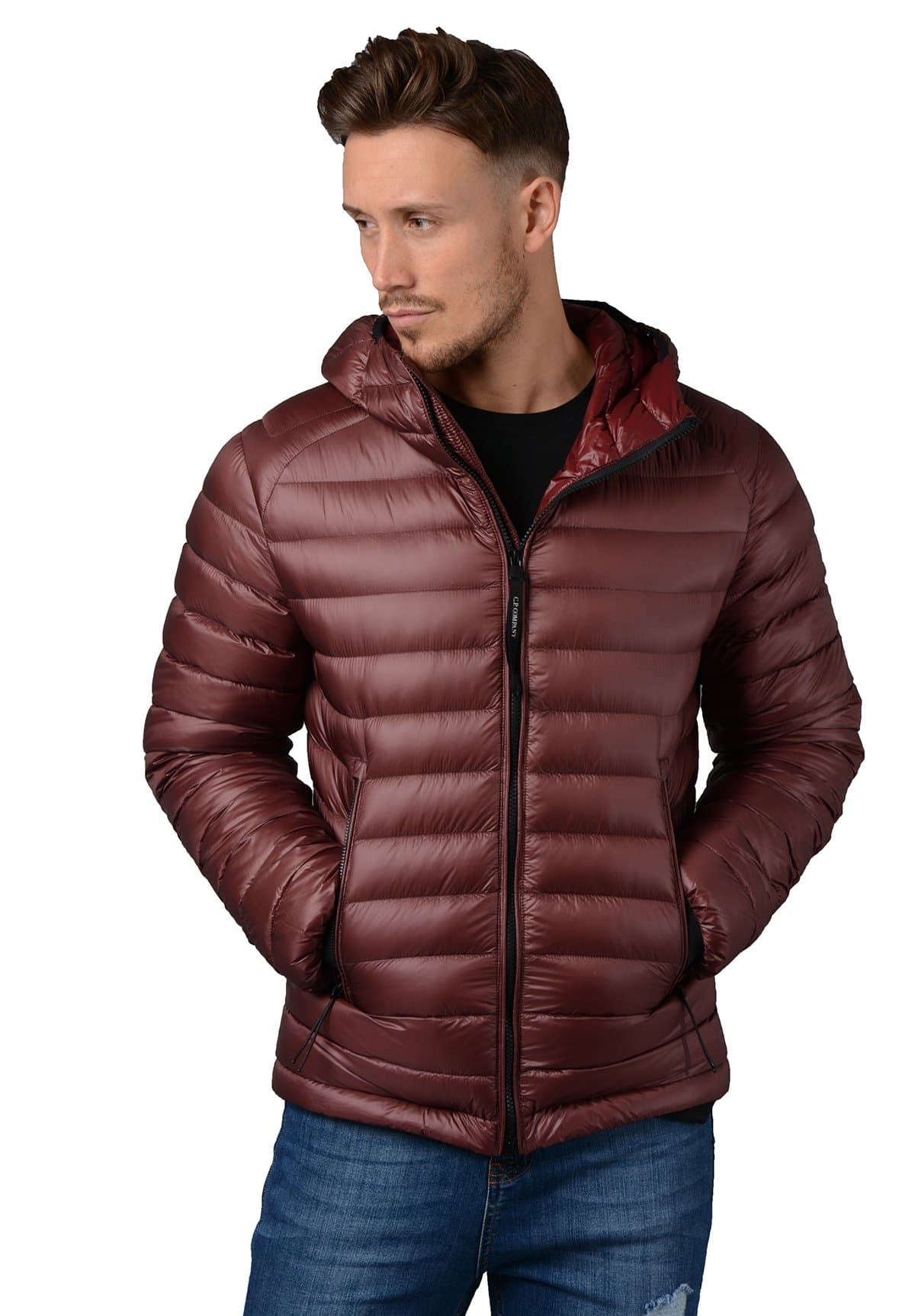 CP Company Jacket - Mens 061A D.D. Shell Lightweight Down Goggle Jacket in Burgundy