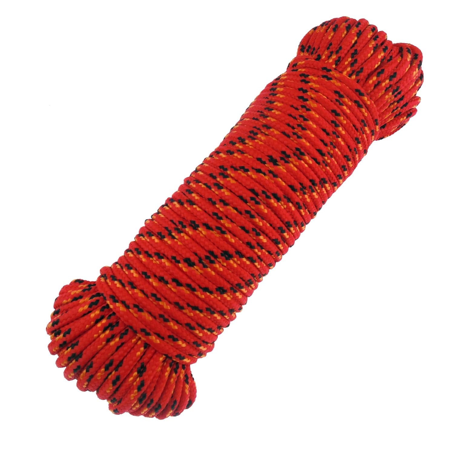 Diamond Braid Nylon Rope, 3/16" (5mm) x 100ft, High Strength All-Purpose Braided Utility Line, Red