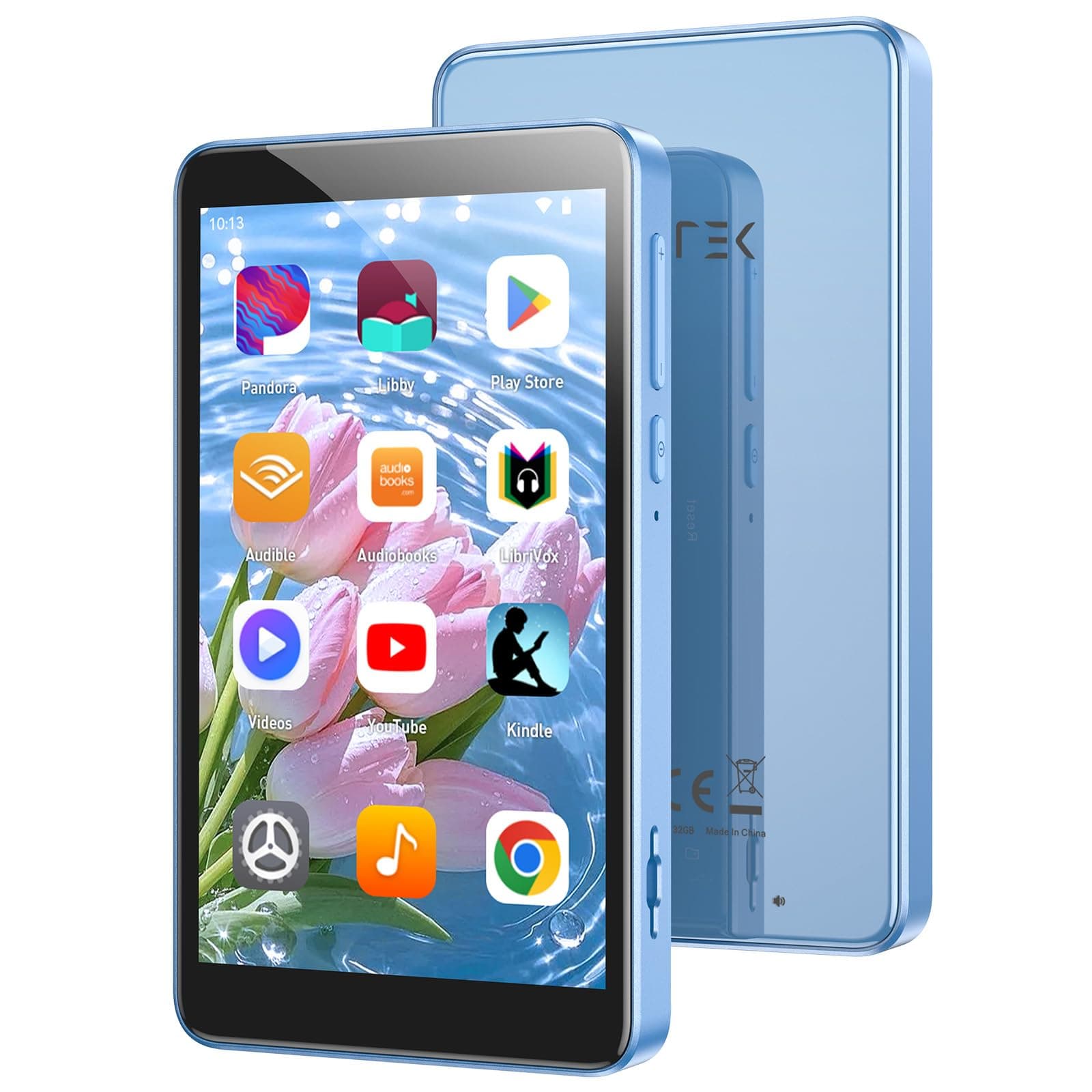 AGPTEK 96GB MP3 Player with Bluetooth and WiFi, T08X 4'' Android 14 MP4 Music Player with Spotify, Audible, APP Store, Up to 1TB, Blue