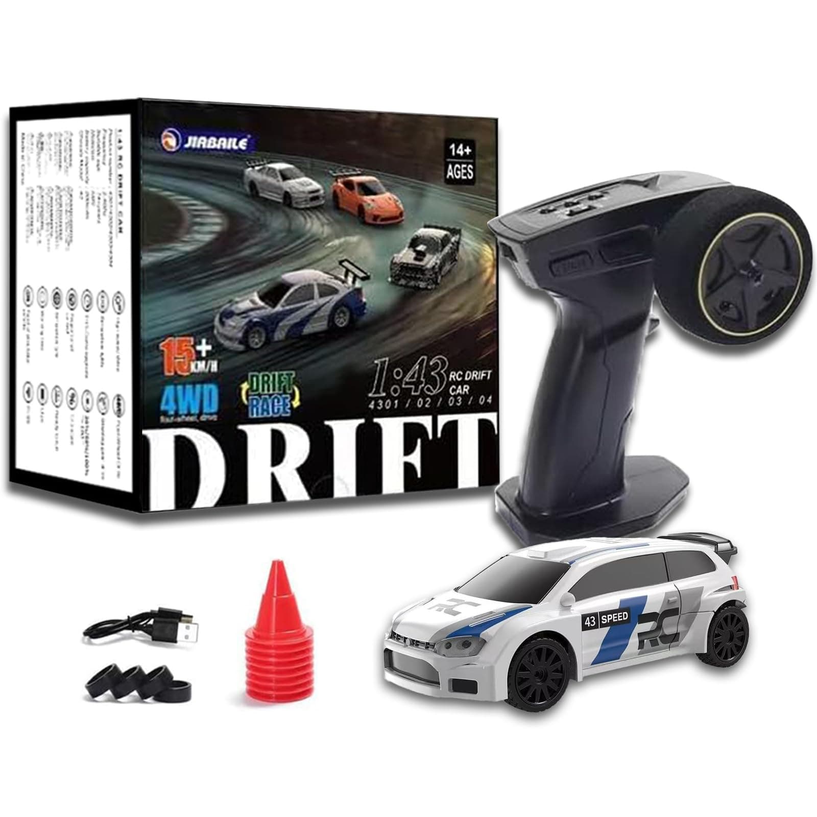 RC Drift Car - 1:43 Remote Control Car 2.4GHz Mini Drift Cars Racing High Speed Drift Car Model with LED Lights for RC Toys Gift (4307Blue, Gyro)