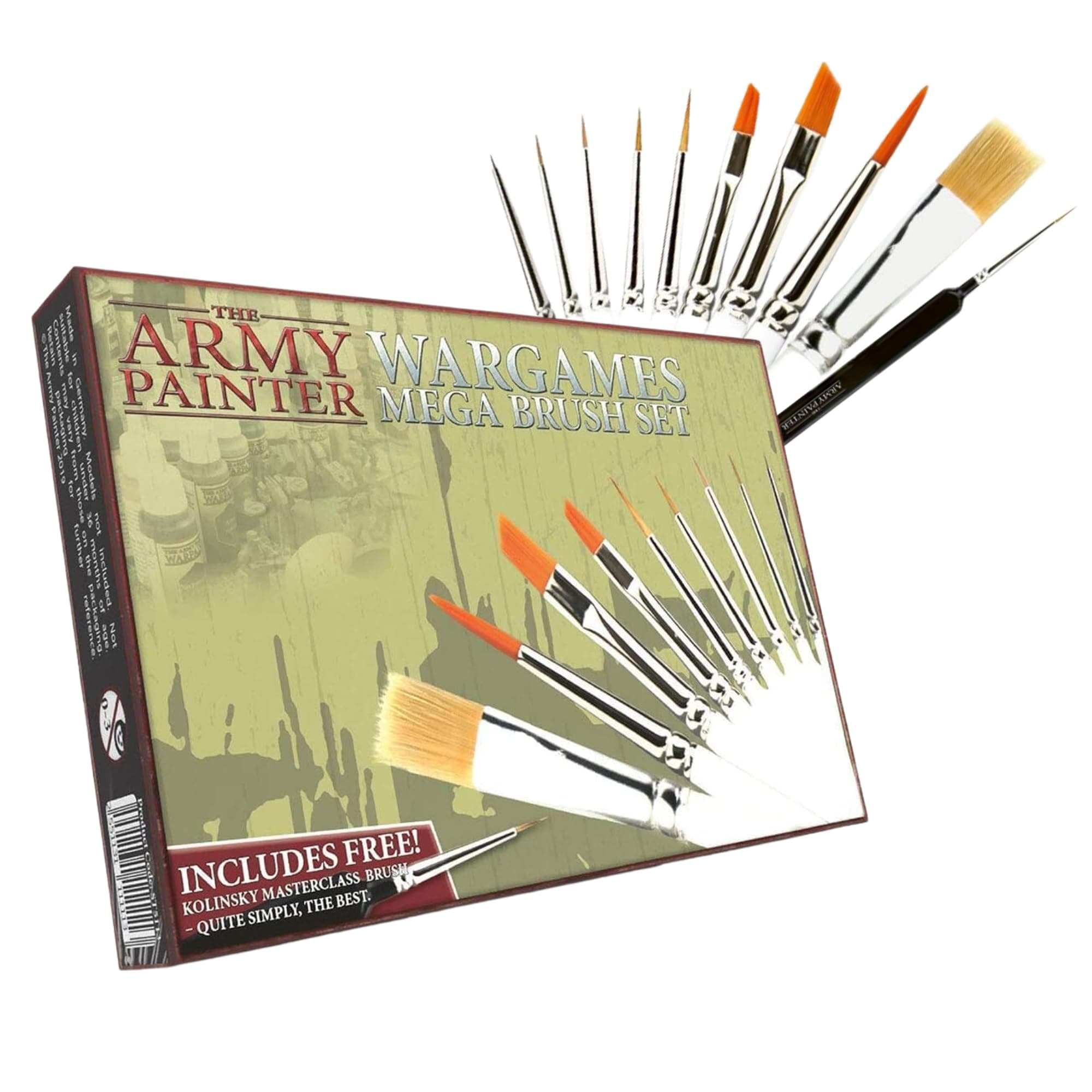 The Army Painter 10 Miniature Paint Brushes with Masterclass Kolinsky Sable Hair Brush