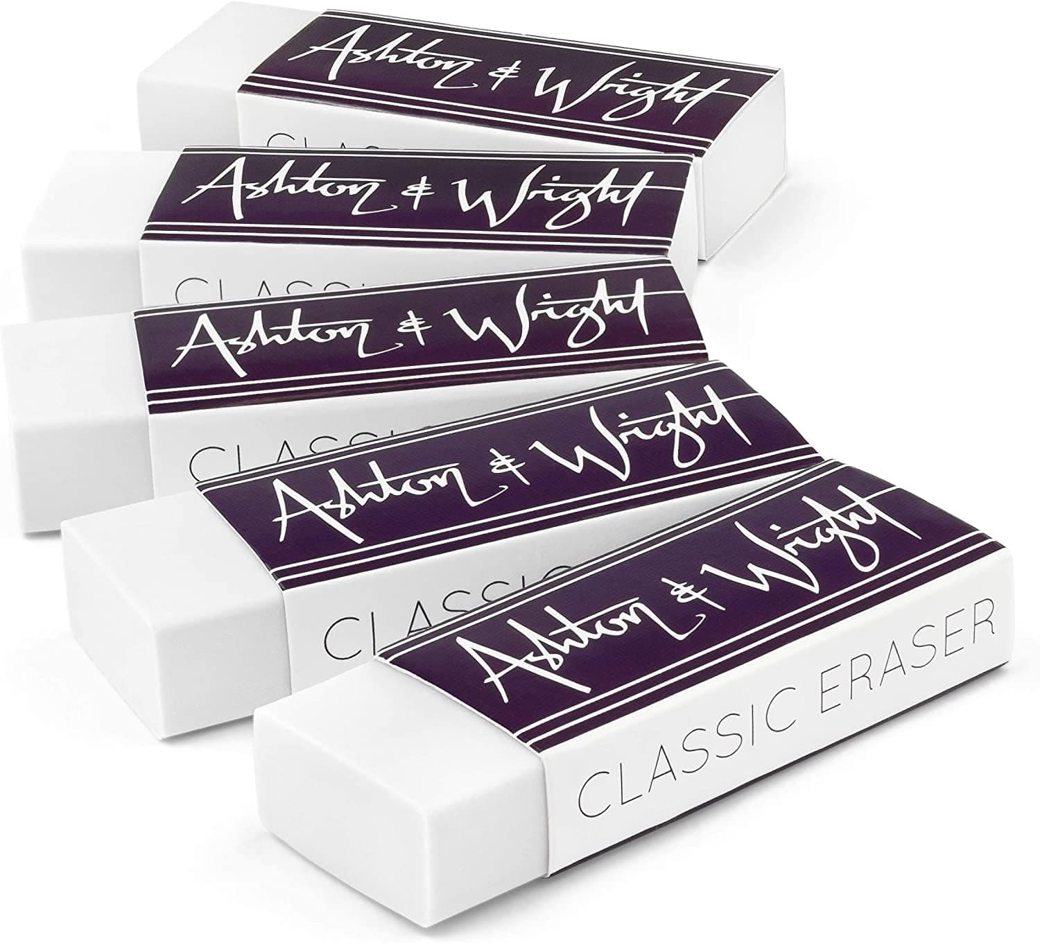 Classic Eraser - Latex Free Plastic Rubber - Pack of 5 White