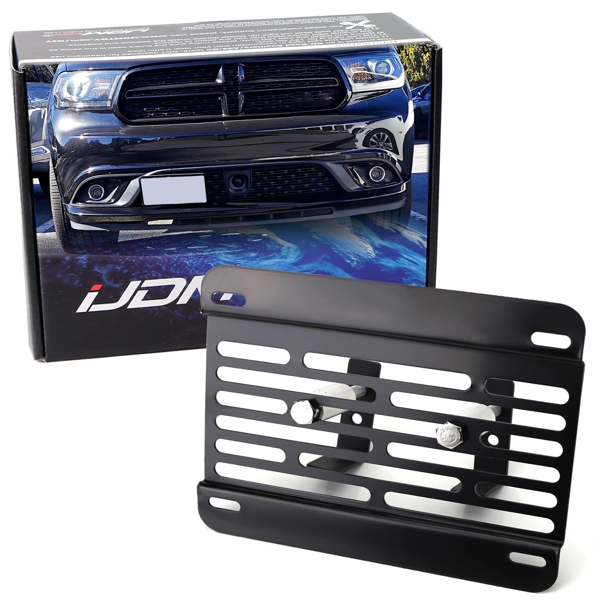 No Drill Front Grille Mesh Mount License Plate Relocator Kit Compatible with Challenger Charger Durango Grand Cherokee w/Diamond Shape Lower Bumper Grill Mesh/Insert