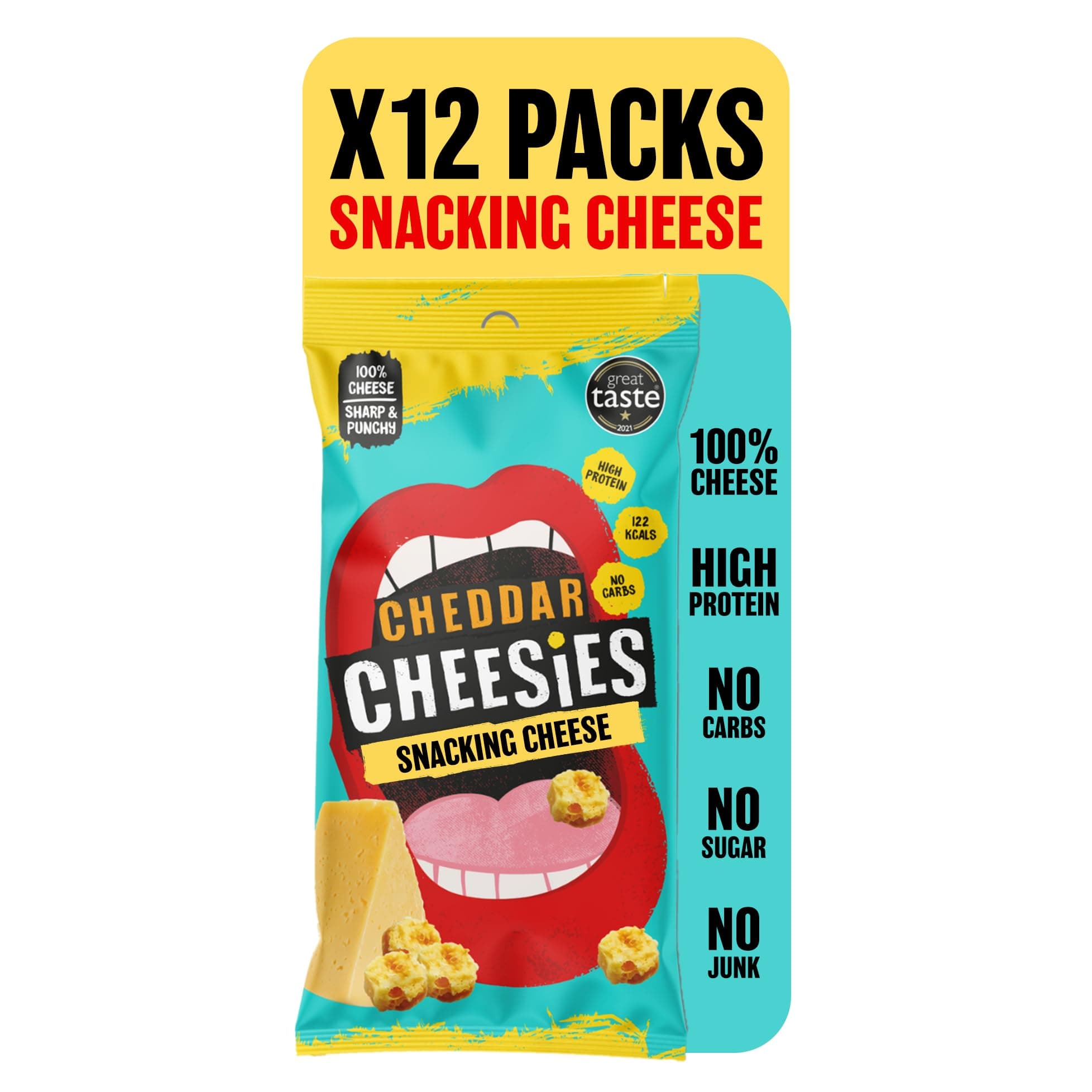 CHEESIES Crunchy Snacking Cheese Keto Snack. Sugar Free, Gluten Free, No Carb, High Protein, Vegetarian