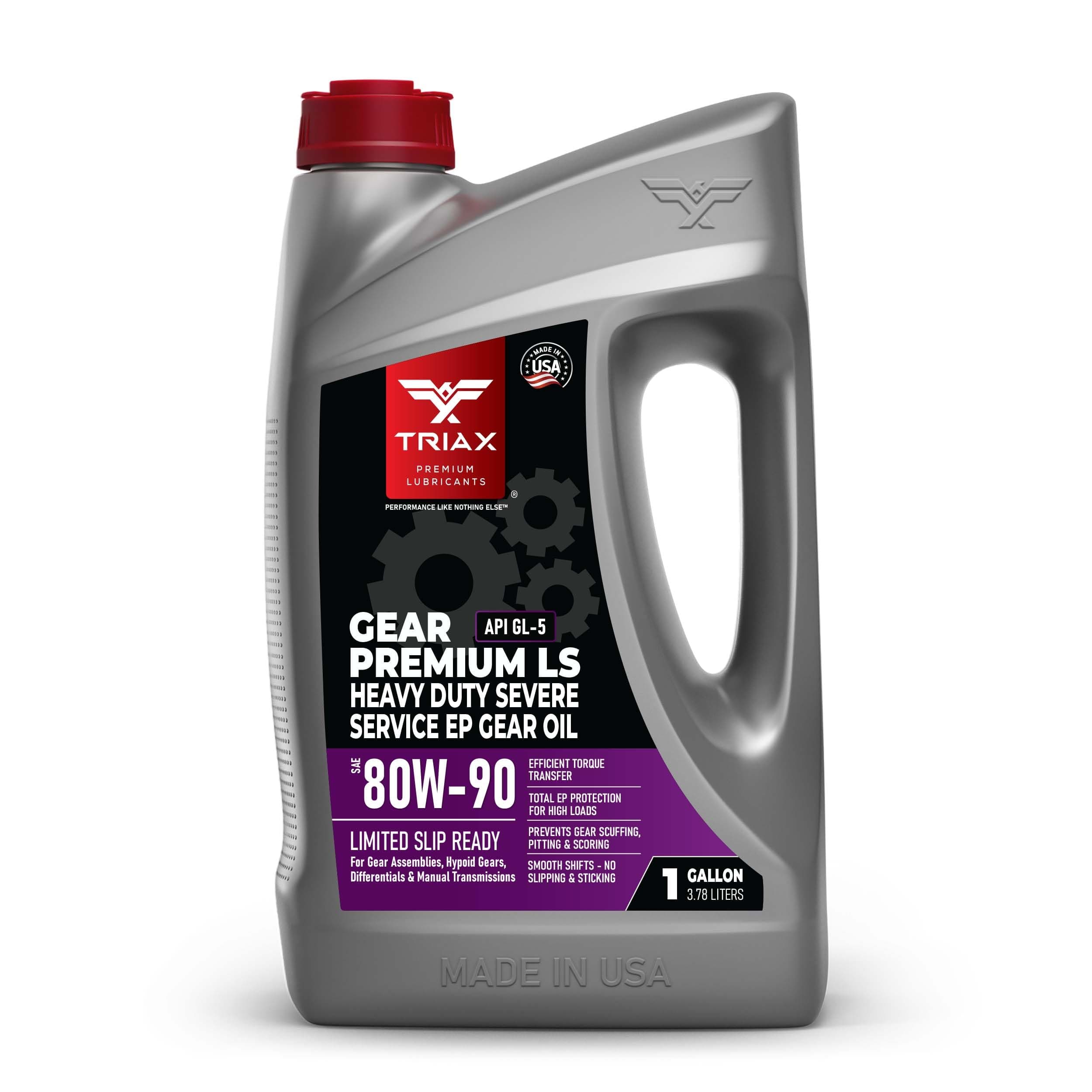 TRIAX Gear Premium LS 80W-90 API GL-5 Ultra High Performance Oil Gear- For Manual Transmissions - Differentials - Axle Drives - Hypoid Gears - Limited Slip Compatible (1 Gallon/3.78 l)