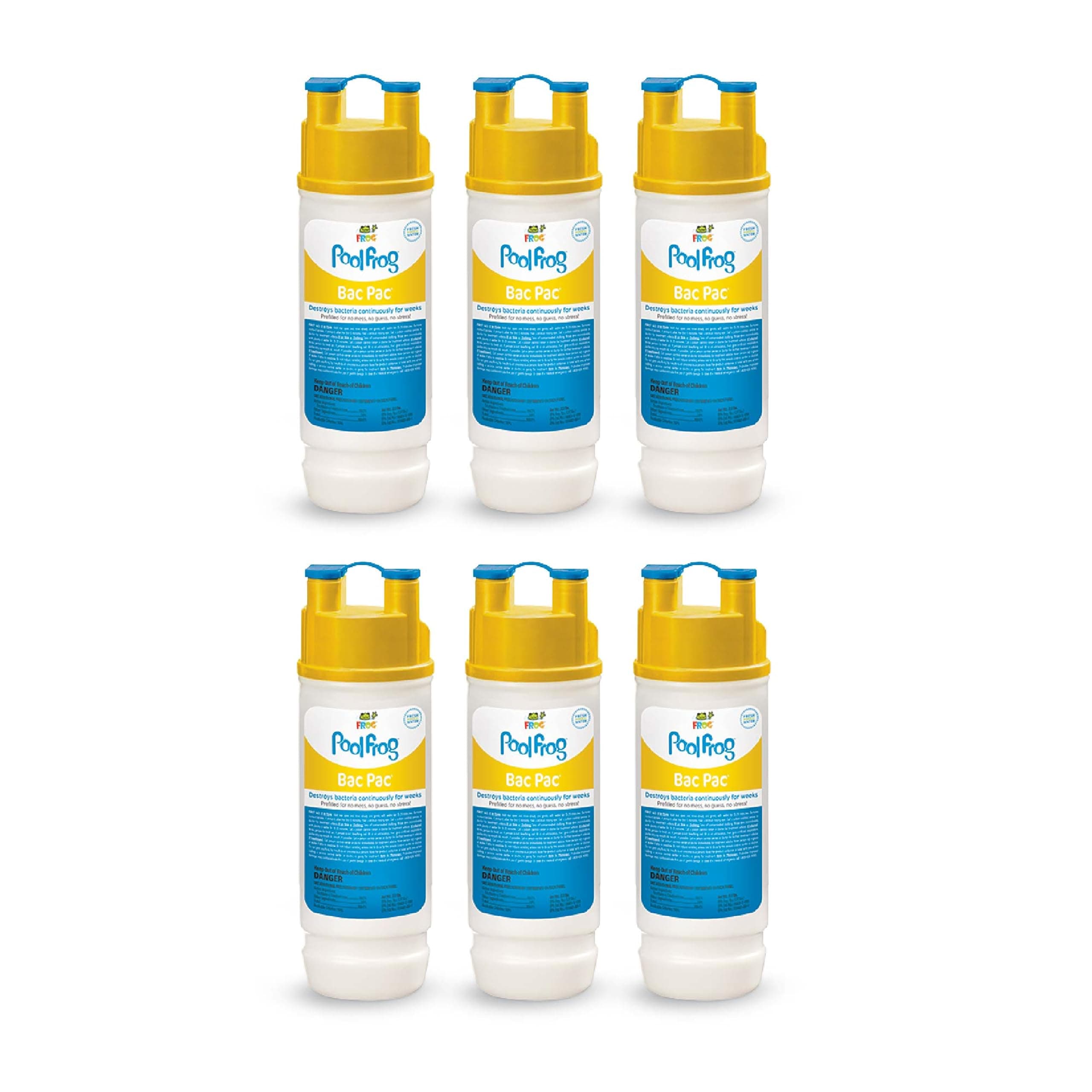 FROG Bac Pac Replacement Chlorine Cartridges for use with Pool FROG Model 5400 and 6100 Cyclers - Prefilled for Easy & Convenient Pool Sanitizing & Water Care - 6 Pack
