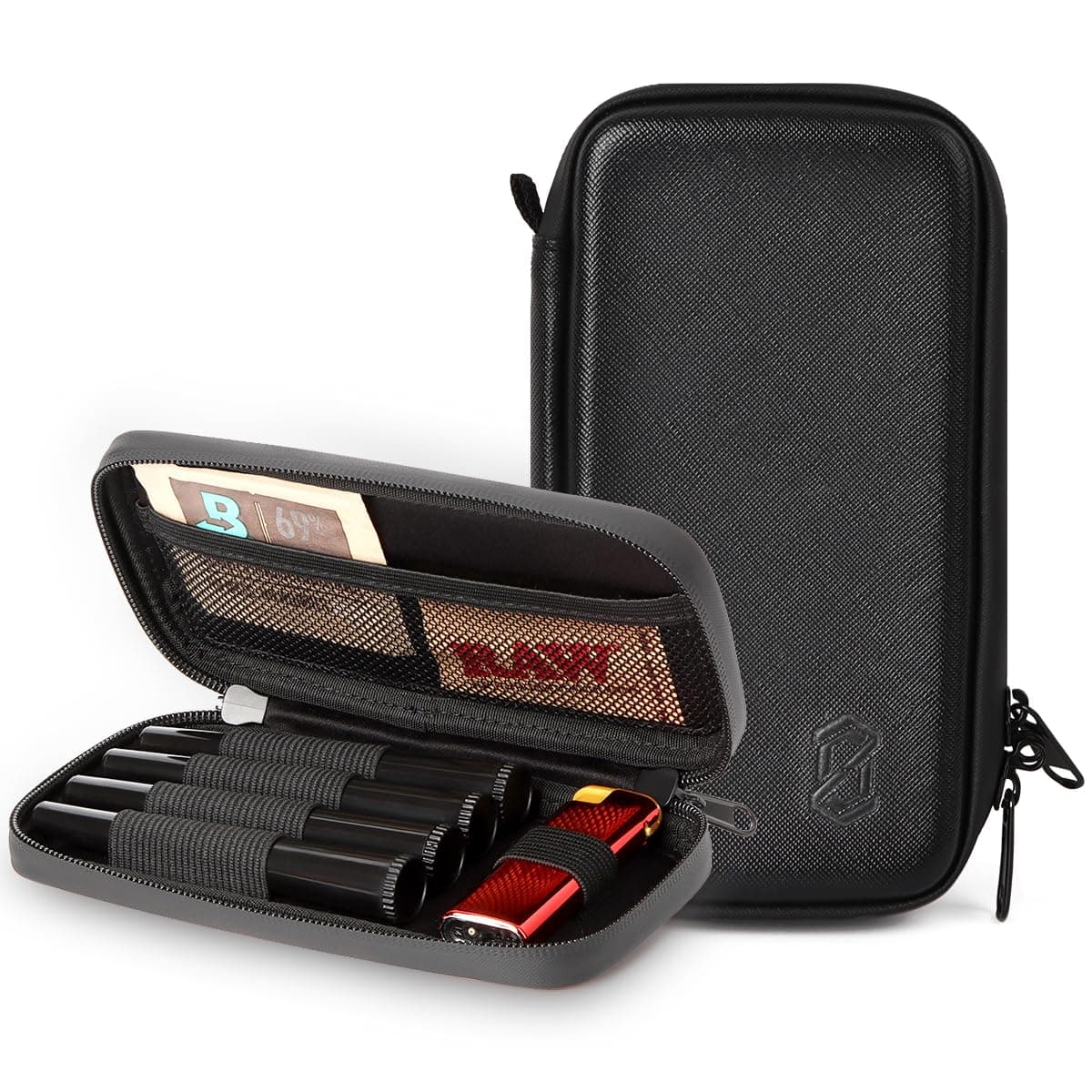 Storage Case with 4 Tubes King Size Lock Bag Storage Container Fits in Pocket Perfect for Travel Black