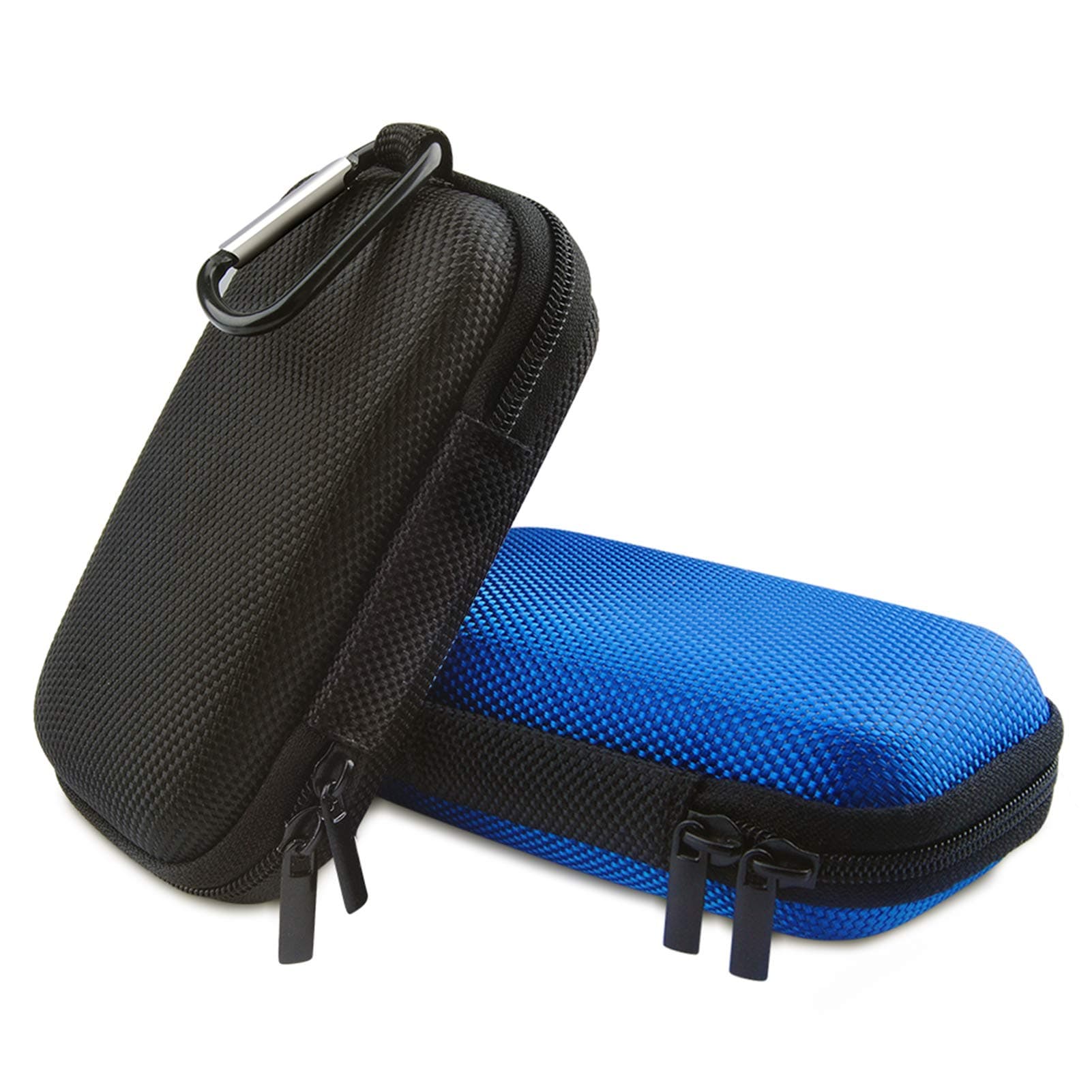 Hard Drive Hard Case, 2Pack Rectangle Shaped Portable Protection EVA Shockproof Earbuds Earphone Headset Headphone Carrying Cases with Zipper and Carabiner Wired/Bluetooth Headset Change Purse