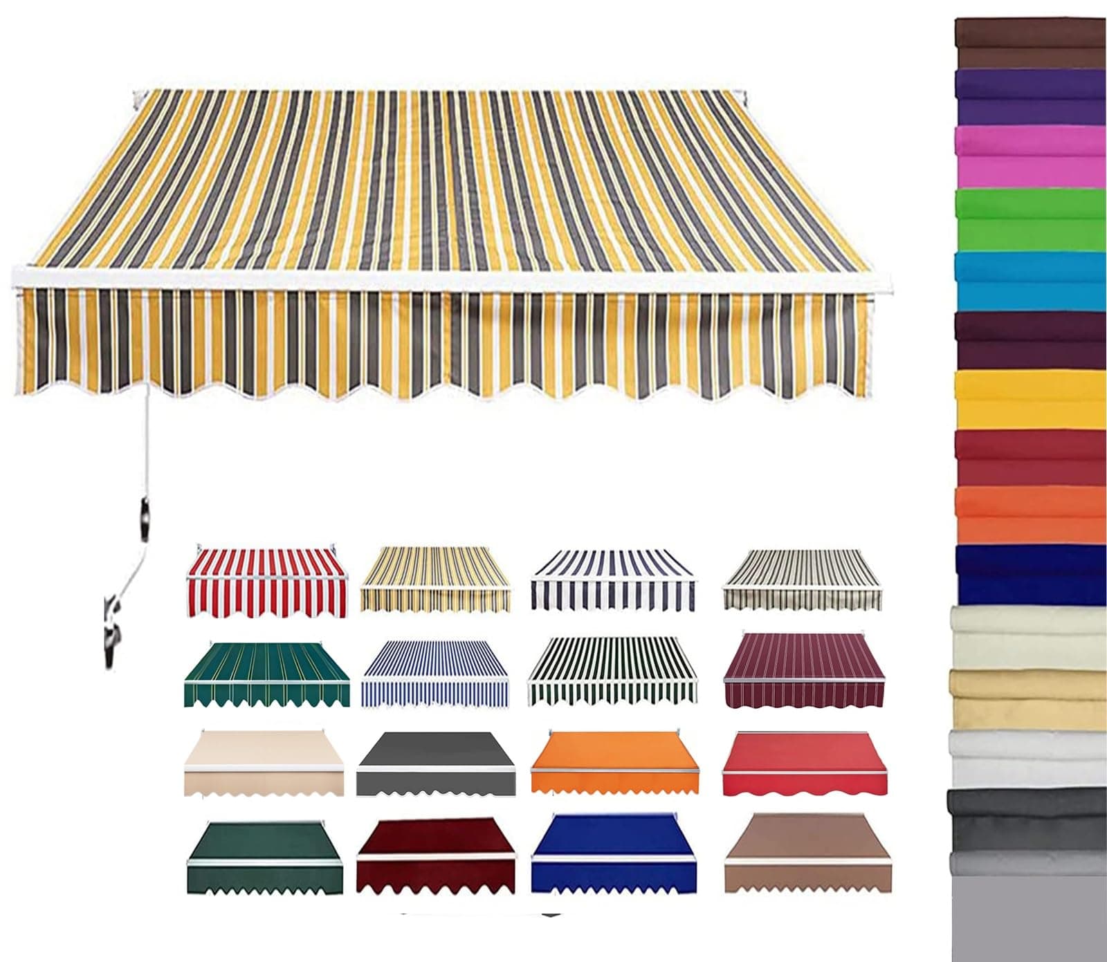 Retractable Patio Awning Replacement Fabric (Without Frame) Waterproof Shade Sun Shade Awning Cover Outdoor Patio Canopy Sunsetter Deck Awnings Polyester(A,(10x5ft) 3x1.5m)
