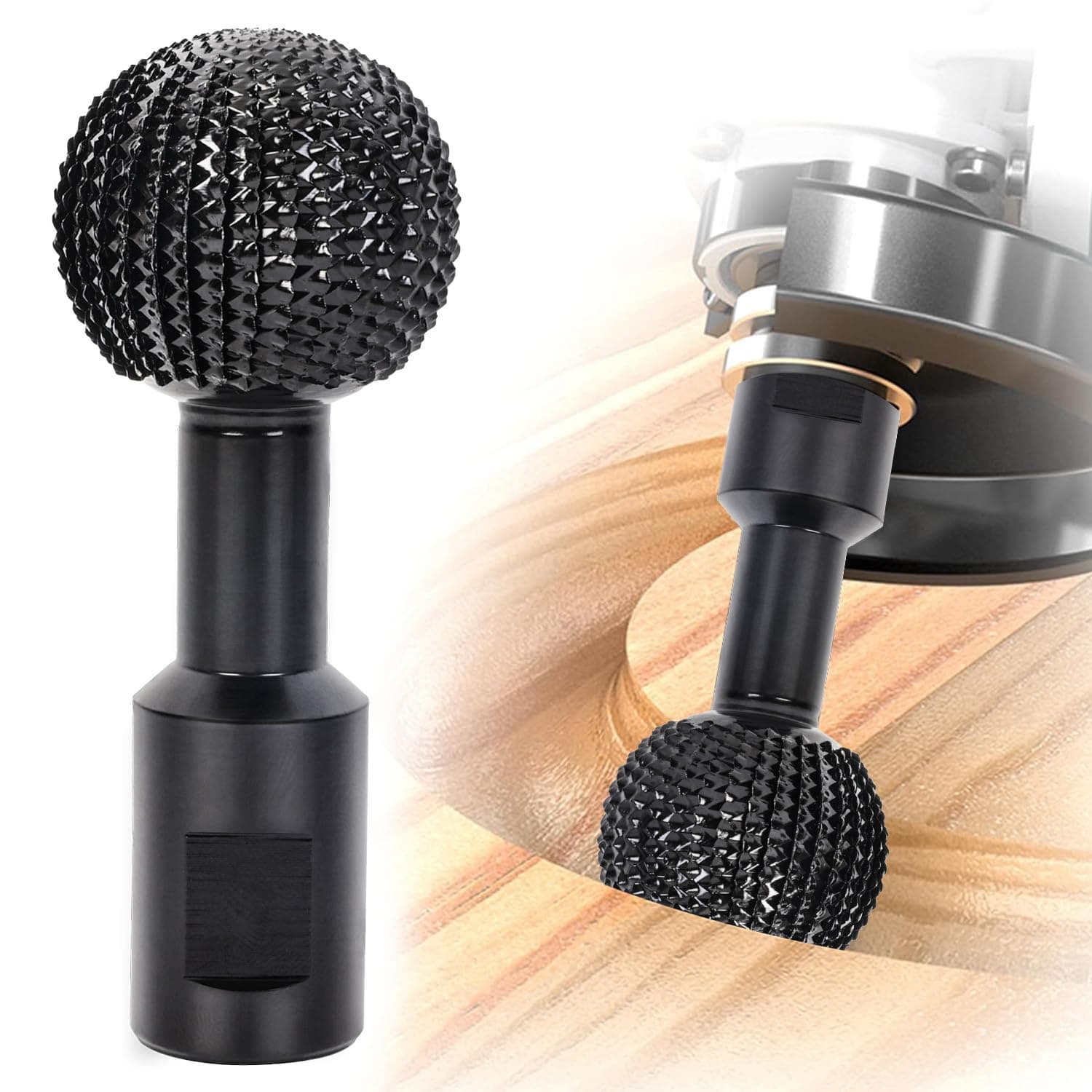 Sphere Rotary Burr with 5/8-11 Threads for 4 1/2 and 5 Inch Angle Grinder, Ball Gouge Angle Grinder Attachments Power Carving Tools for Wood Carving Grinding Polishing Engraving