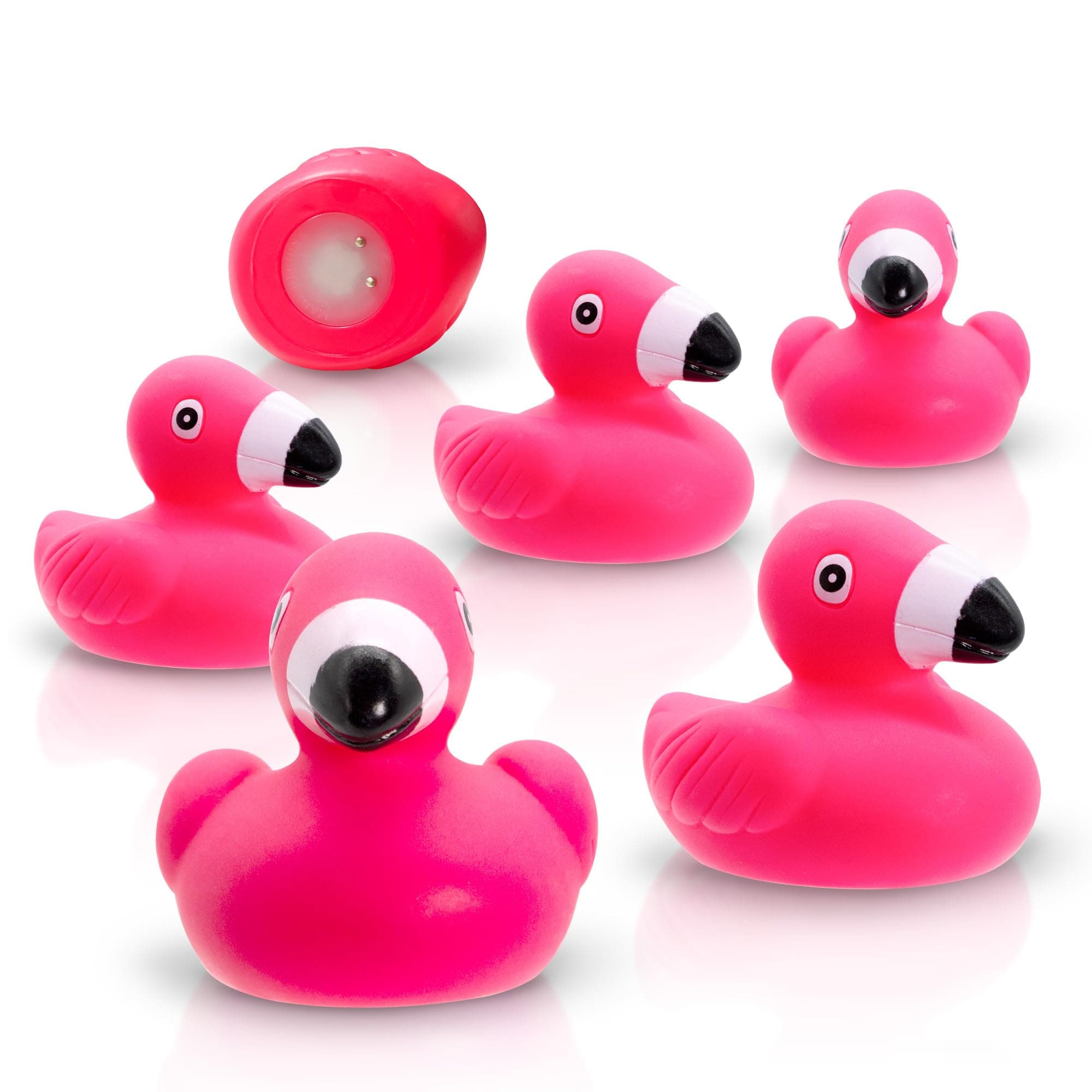 LED Light Up 2.5" Water Activated Rubber Pink Flamingos Bath Toys