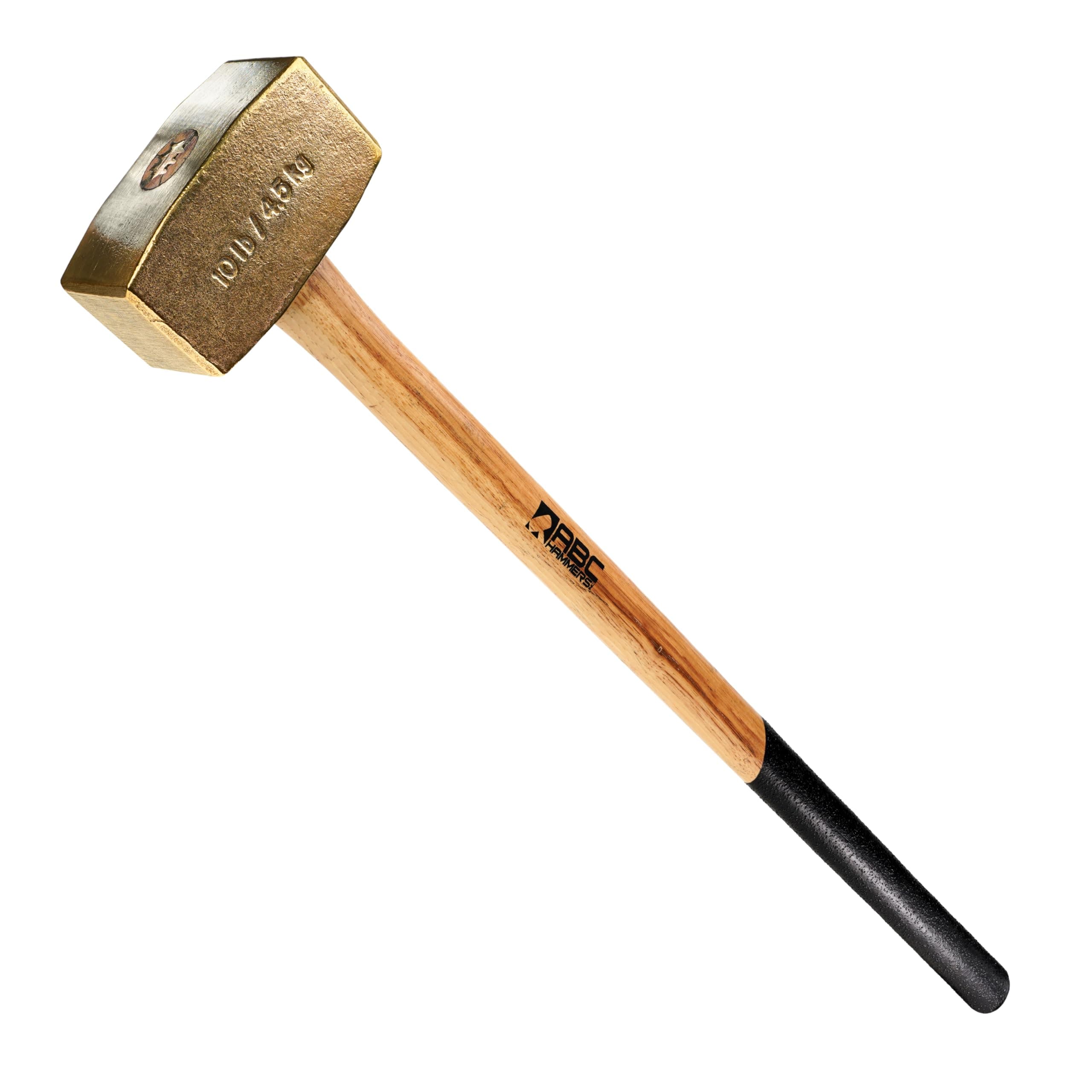 Brass Sledge Hammer - 10 lb. USA Made Non-Sparking Hammer with 32" Wood Handle & Double Faced Head - ABC10BW