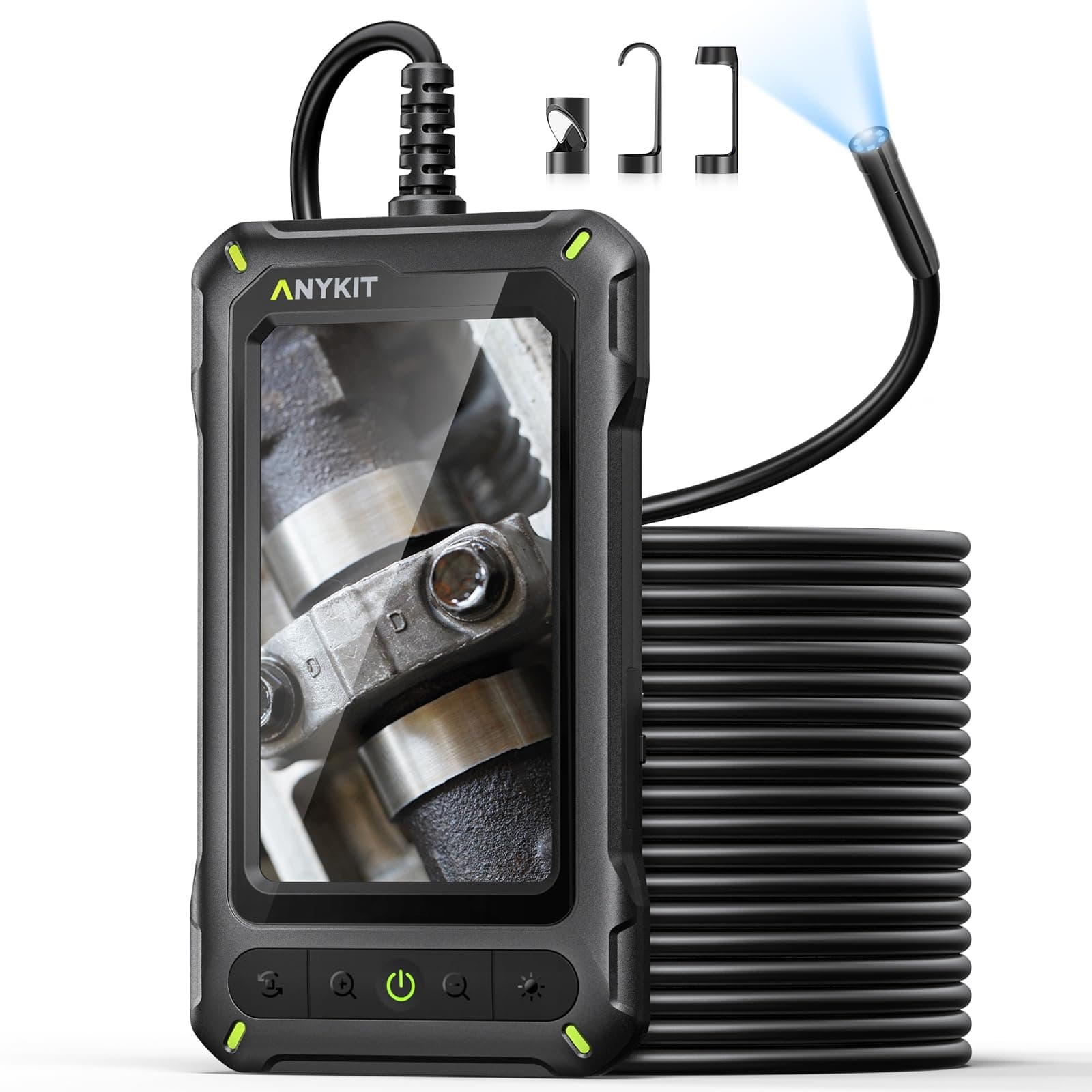 Borescope Inspection Camera with Light, Industrial Endoscope with 4.3” HD Screen, Waterproof Digital Snake Camera, 16.4FT Semi-Rigid Cable Bore Scope for Home Pipe, Engine, Inside Wall, Duct