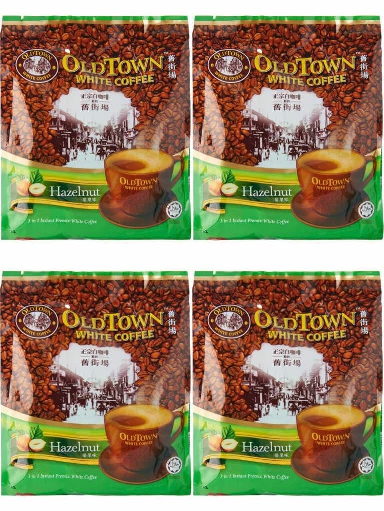 White Coffee Instant Premix White Coffee 3 in 1 Hazelnut Flavor (4 pack x 15 sachets)