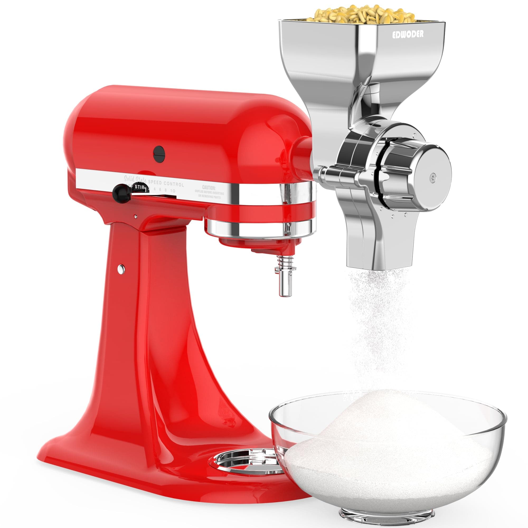 Grain Mill Attachment for KitchenAid Stand Mixer,12 Grind Level Flour Mill From Coarse to Fine for Non-Oily Dry Grain Wheat,Oats,Rice,Corn,Barley,Buckwheat,Millet and Other Cereals