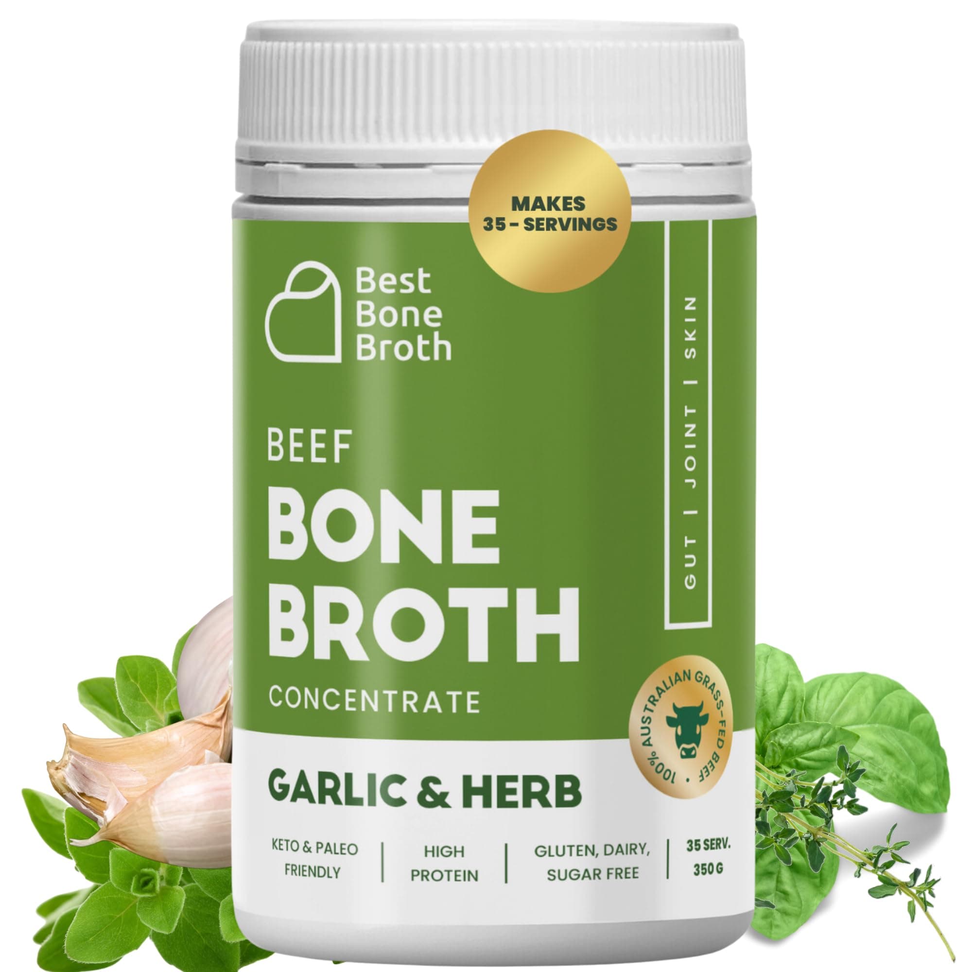 Premium Beef Bone Broth Concentrate Garlic & Herb Flavour