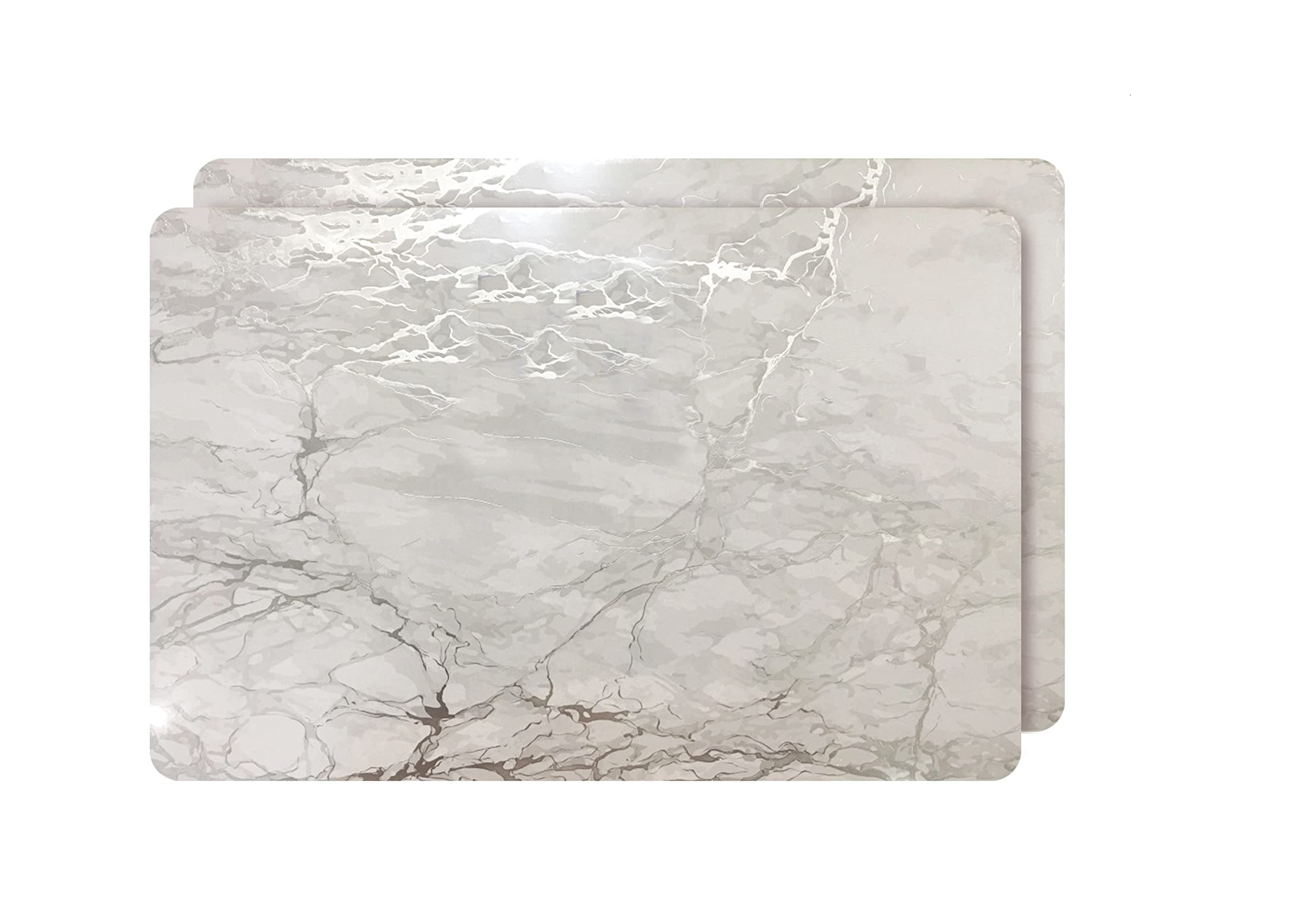 Dainty Home Foiled Granite Thick Cork Heat Resistant Dining Table Placemats Set Of 2, 12" X 18" Rectangle, Marbled Silver, 2 Count - 2Mc1218Si