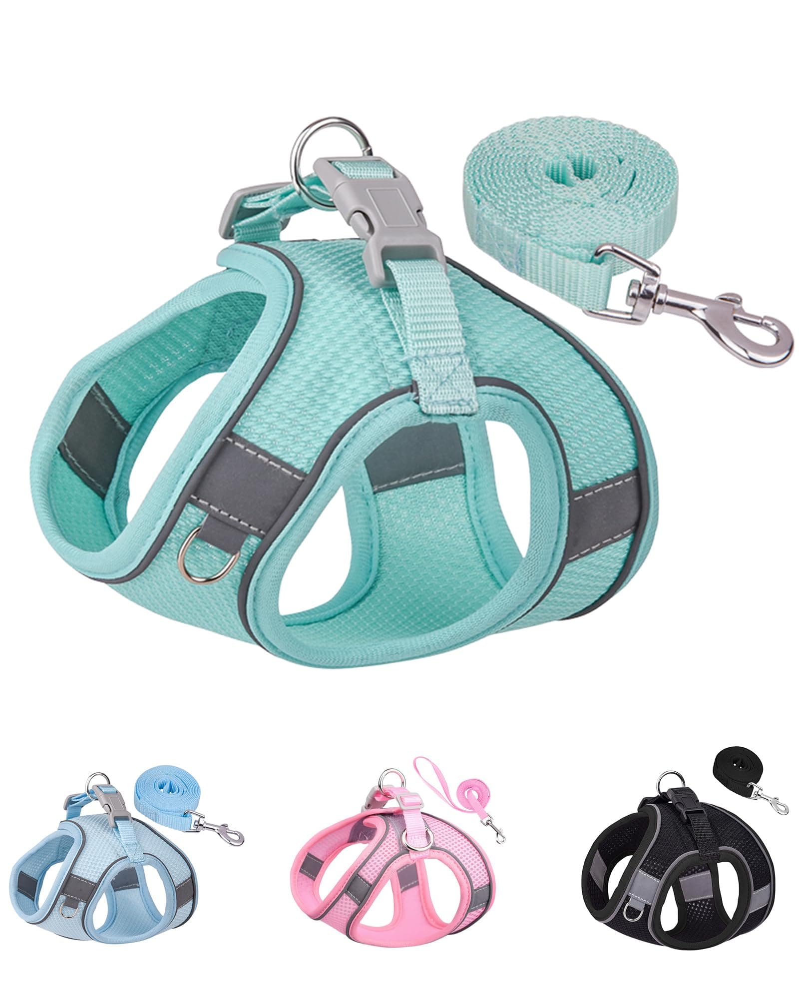 Dog Harness Small Medium Large Dogs No Pull, Puppy Harness & Leash Set, Puppy Harness Small Dogs, Step in Harness Small Dogs, Small Dog Harness, mesh Dog Harness. (Green, XS)(JJSS032)