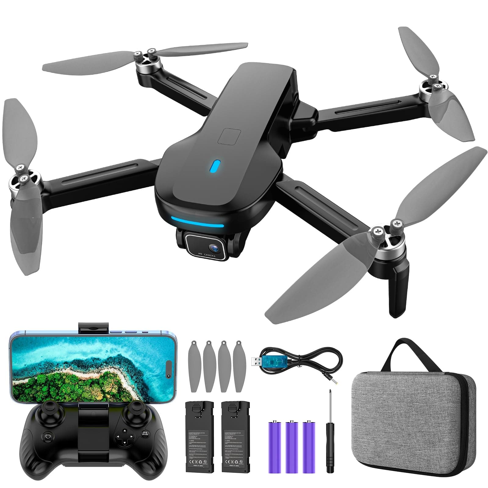 Mirason Drone with Camera, 1080P HD FPV Camera Drone with Brushless Motor, 2 Batteries, 360 Flips, Headless Mode, Gravity Control, 36 Mins Long Flight Foldable for Kids and Beginner