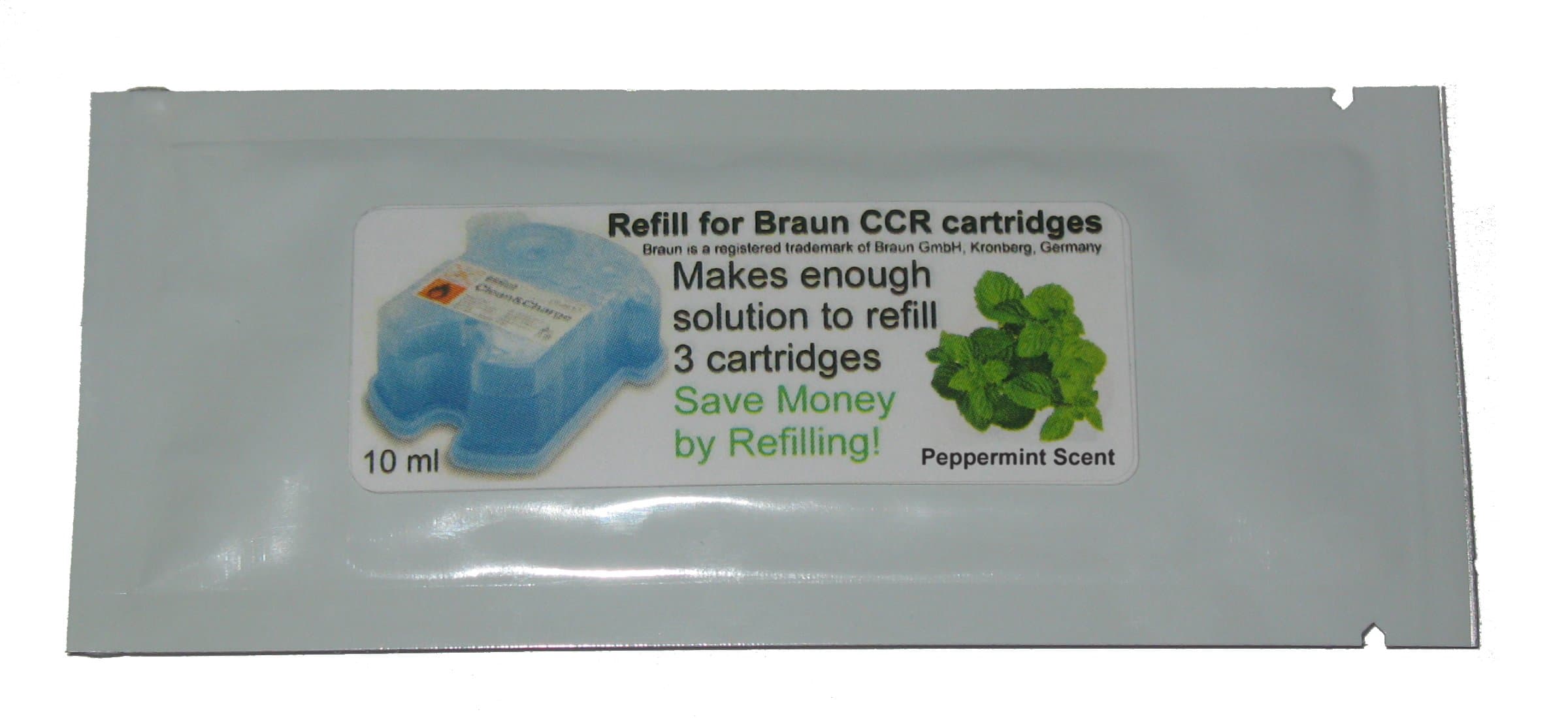 Refill Solution compatible with Braun® Clean & Renew® CCR3 Shaver Cartridges (Peppermint, 25 Packets (75 refills))