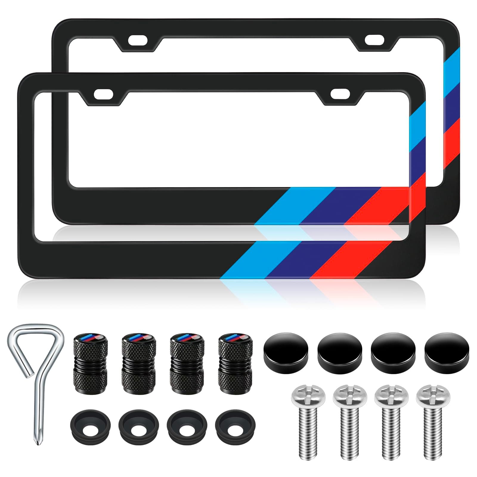 License Plate Frames for BMW Accessories Universal Solid Rust-Proof Aluminum Matte Black License Plate Cover for Front and Rear Car Tags (2 Pcs)