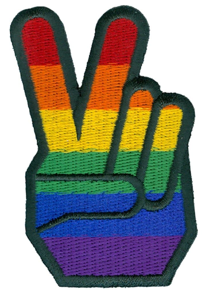 Gay Pride - Rainbow Peace Fingers - Embroidered Patch