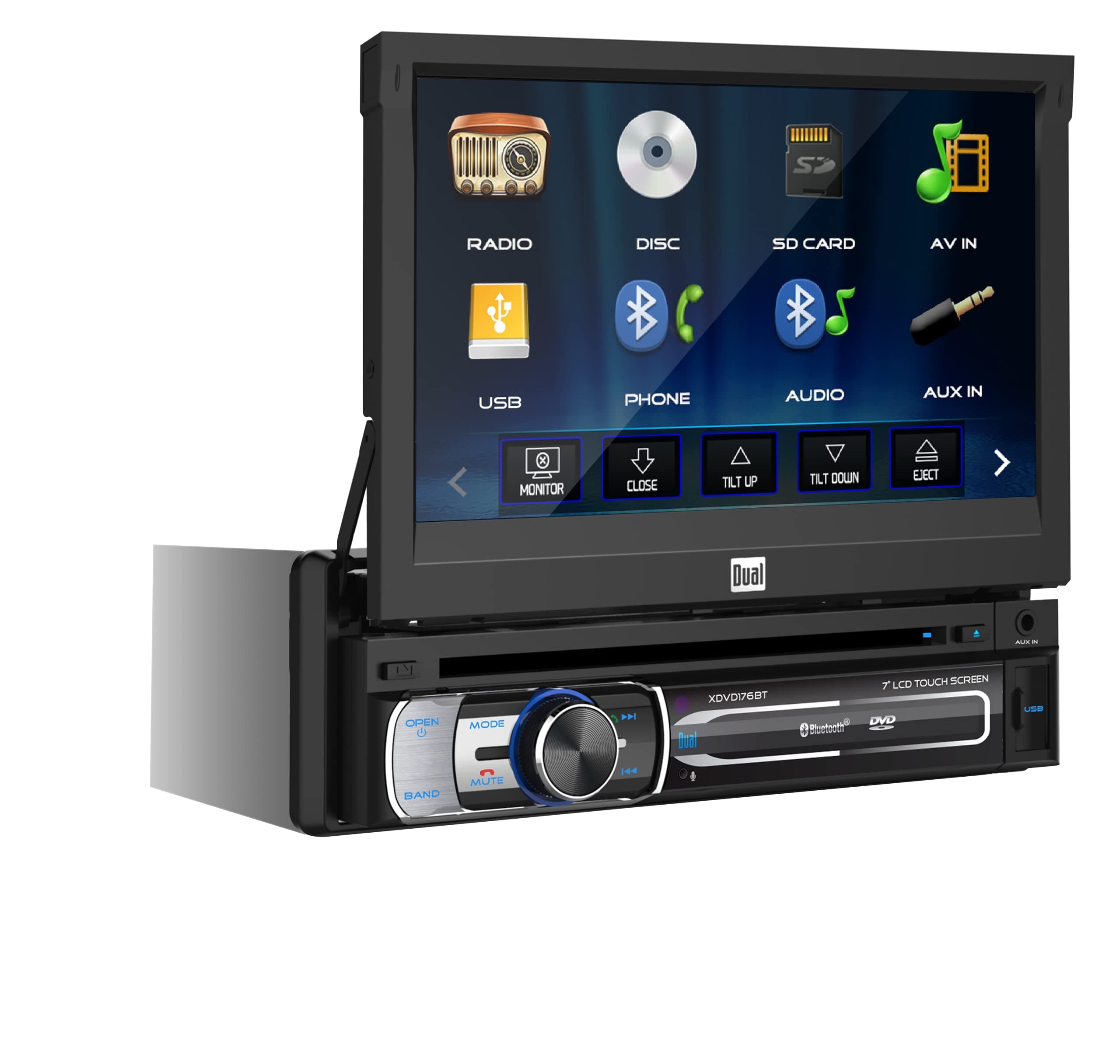 Dual ElectronicsXDVD176BT 7-Inch Single-DIN in-Dash DVD/CD Receiver with Bluetooth