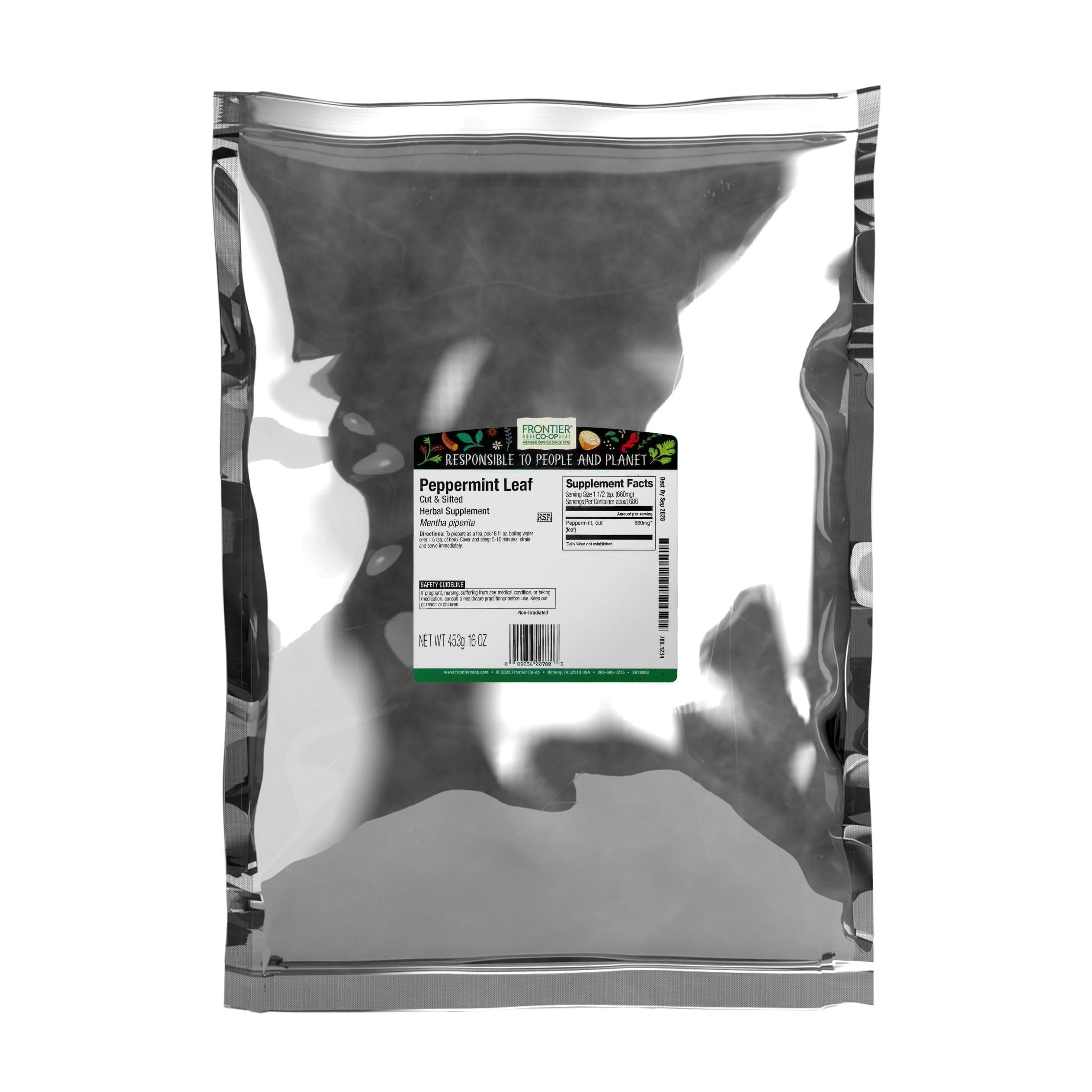 Bulk Cut & Sifted Peppermint Leaf (Mentha Piperita) for Tea, (16oz / 1lb.) | Sustainably Sourced