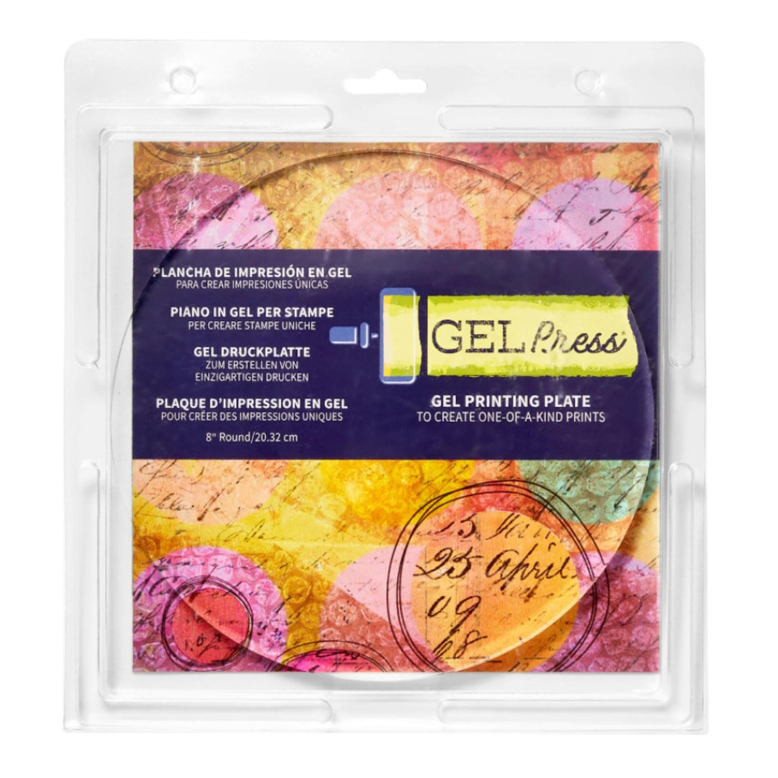 Gel Press Monoprinting Print Plate - 8” Circle (20.3 cm) Gel Plate - Printmaking Supplies - Reusable Gel Printing Plates for Press Art for Card Making, Scrapbooking, Journaling, Arts & Crafts