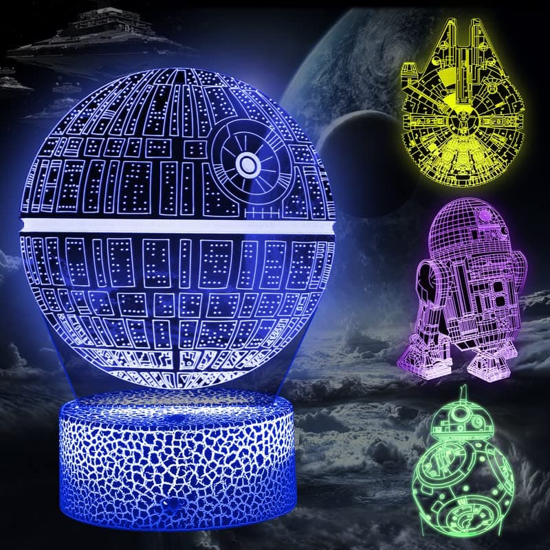 3D Illusion Lamp, LED Night Lights with 16 Color Changes and Remote Control, Christmas Birthday Gifts for Kids Boys Men Fans