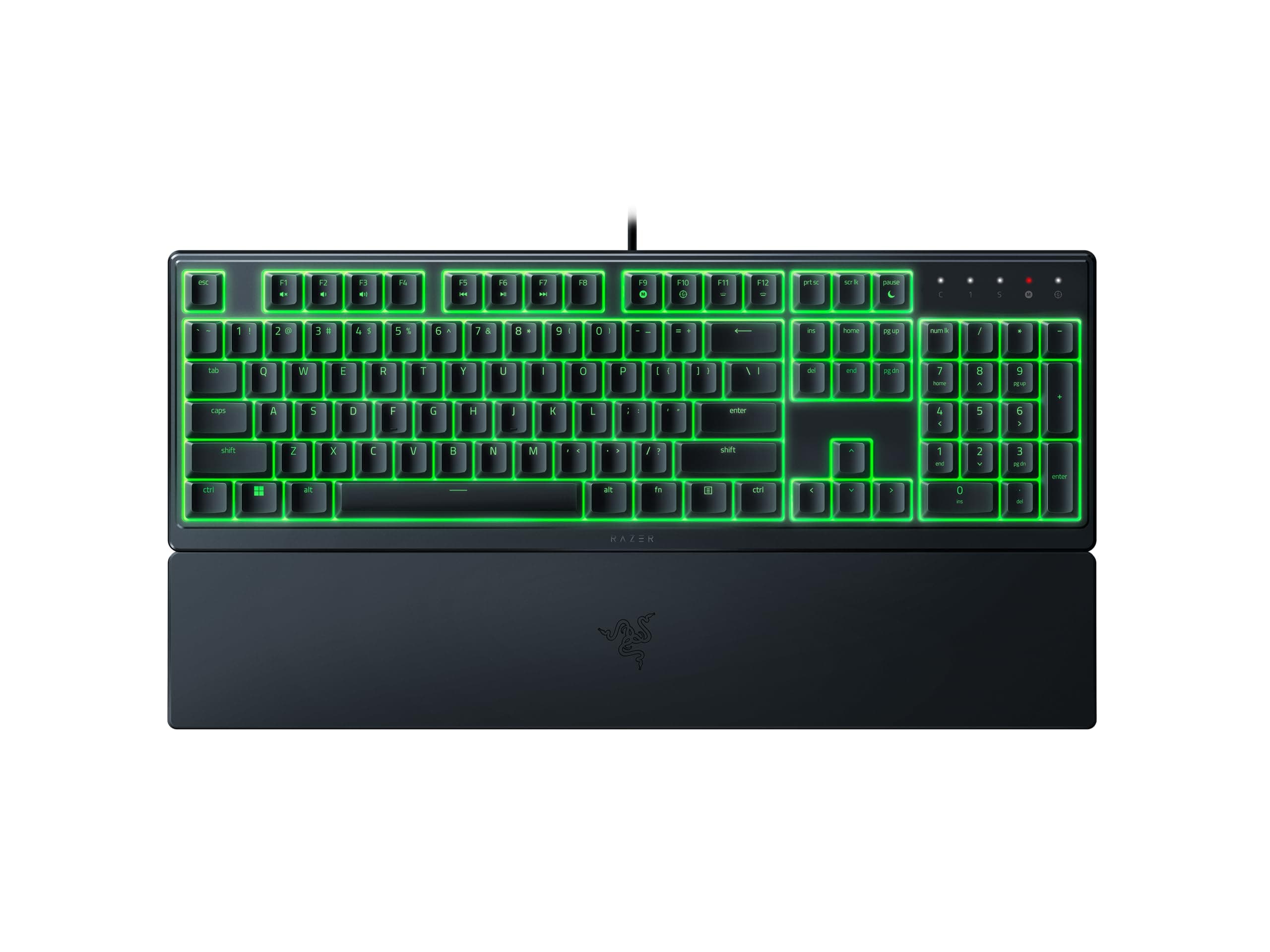 Ornata V3 X Gaming Keyboard: US Layout, Low-Profile Keys, Silent Membrane Switches, UV-Coated Keycaps, Spill Resistant, Chroma RGB Lighting, Ergonomic Wrist Rest - Classic Black