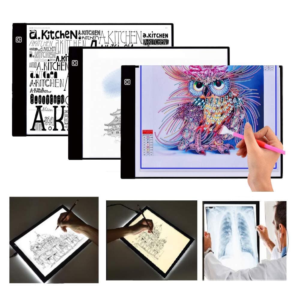LED Light Table,A4 Light Box USB Ultra-Thin Dimmable Brightness Tracing Light Pad Portable Art Craft Light Table for 5D DIY X-ray Diamond Painting Artist Drawing Sketching Animation Design