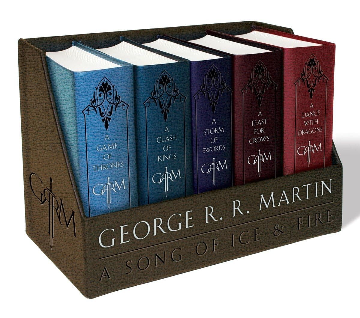 A Game Of Thrones Leather-Cloth Boxed Set: A Game Of Thrones, A Clash Of Kings, A Storm Of Swords, A Feast For Crows, And A Dance With Dragons