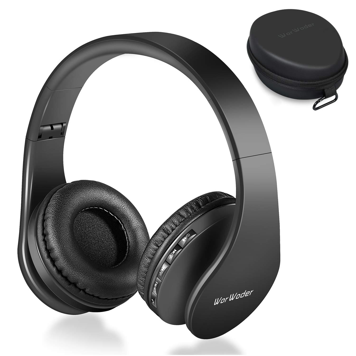 WorWoder Bluetooth Headphones Over-Ear, Foldable Wireless and Wired Stereo Headset Micro SD/TF, FM for Cell Phone, PC, Soft Earmuffs & Light Weight for Prolonged Wearing Travel Office Home