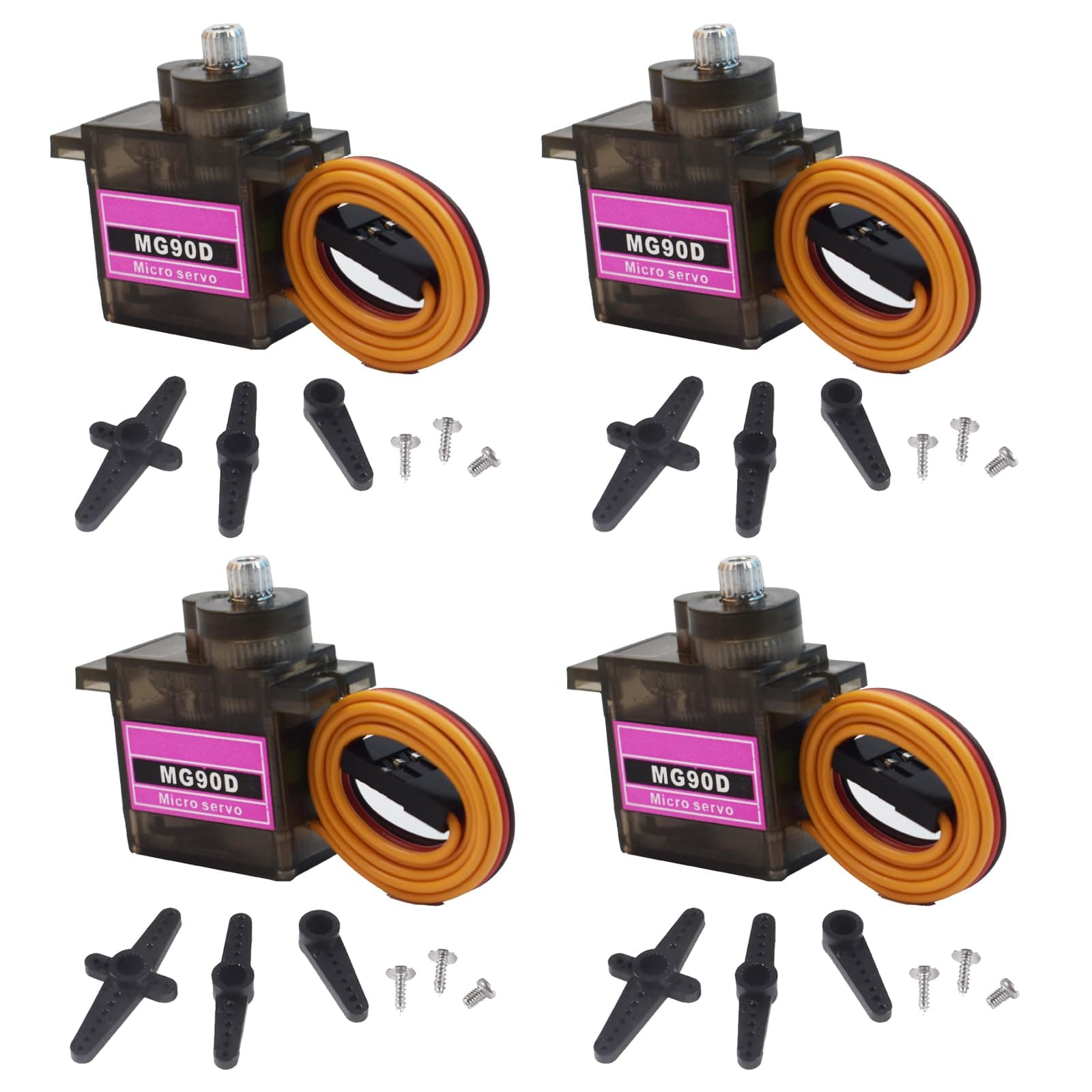 4 Pack MG90D 9g Digital Micro RC Servo Full Metal Gear 270 Degree Mini Servos Motor Upgraded SG90 for Arduino RC Smart Car Robot Arm 450 Aircraft Boat DIY PWM500-2500(Controllable Angle