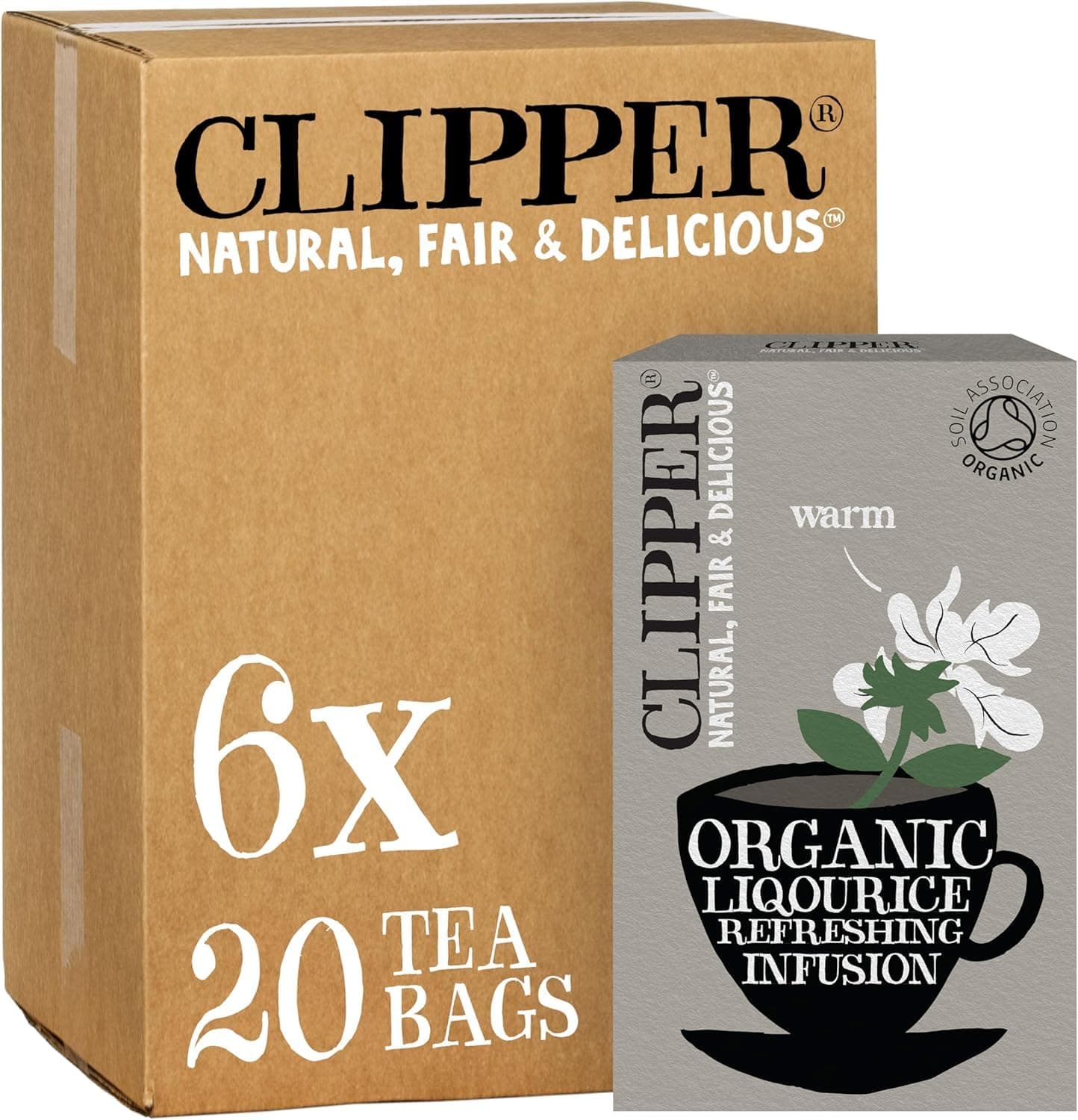 Clipper Organic Liquorice Tea Bags | 120 Infusion Liquorice Root Teabag Sachets (6 x Boxes of 20) | Bulk Buy for Home & Catering | Caffeine-Free Herbal Tea Bags | Natural, Unbleached & Biodegradable