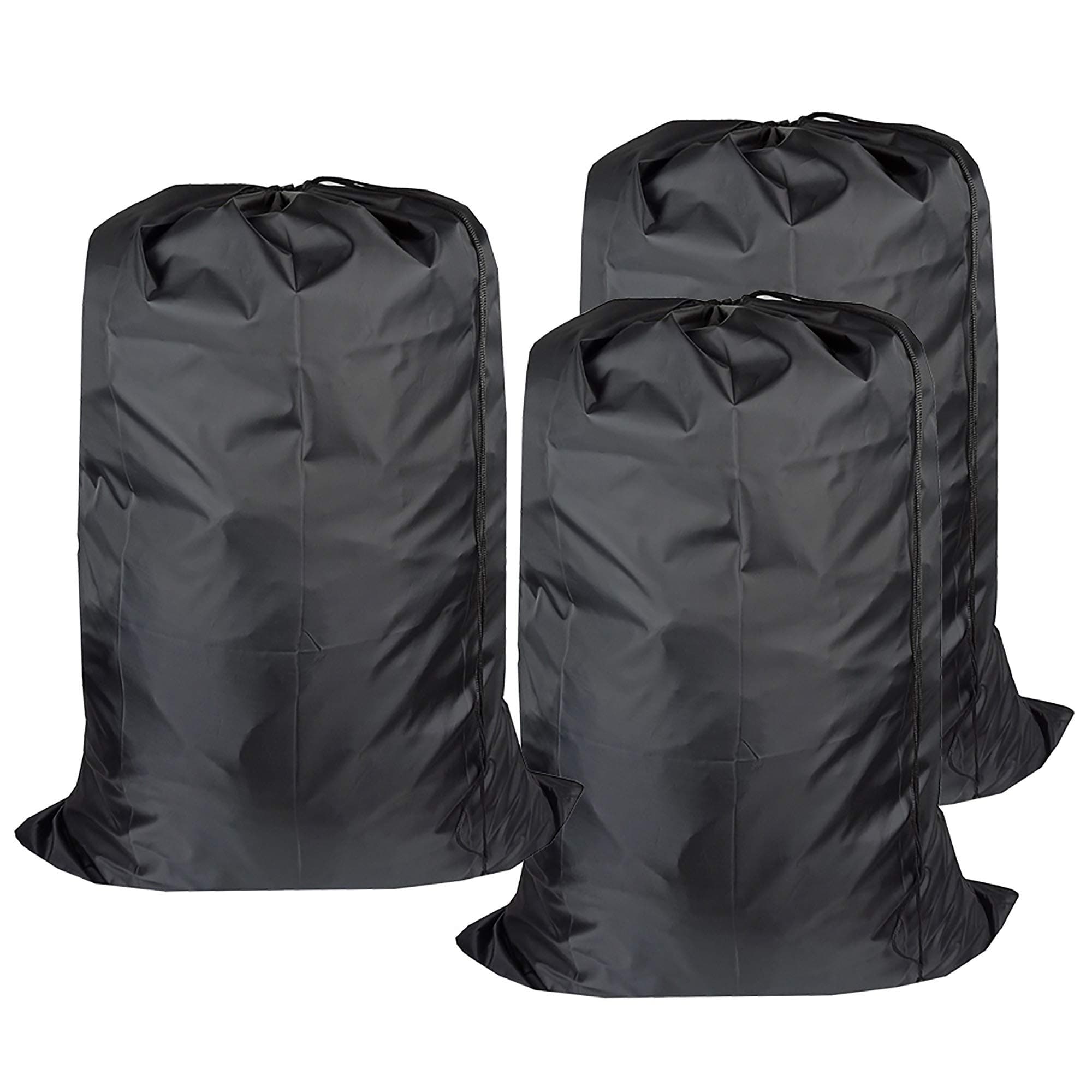 Washable Travel Laundry Bag with Drawstring (3 Pack), Large Dirty Clothes Bag Fit a Laundry Basket or Clothes Hamper, Enough to Hold 4 Loads of Laundry,26x39 inches Black 3