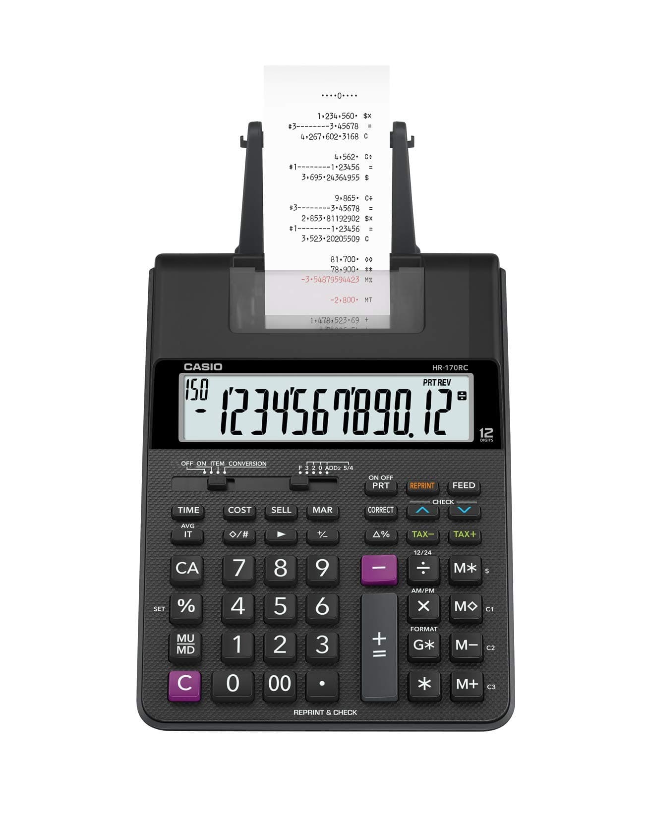 HR-170RC Plus – Mini Desktop Printing Calculator | Check & Correct, Cost/Sell/Margin, Dual-Color Print | Ideal for Taxes, Bookkeeping & Accounting Tasks, Assorted Colors