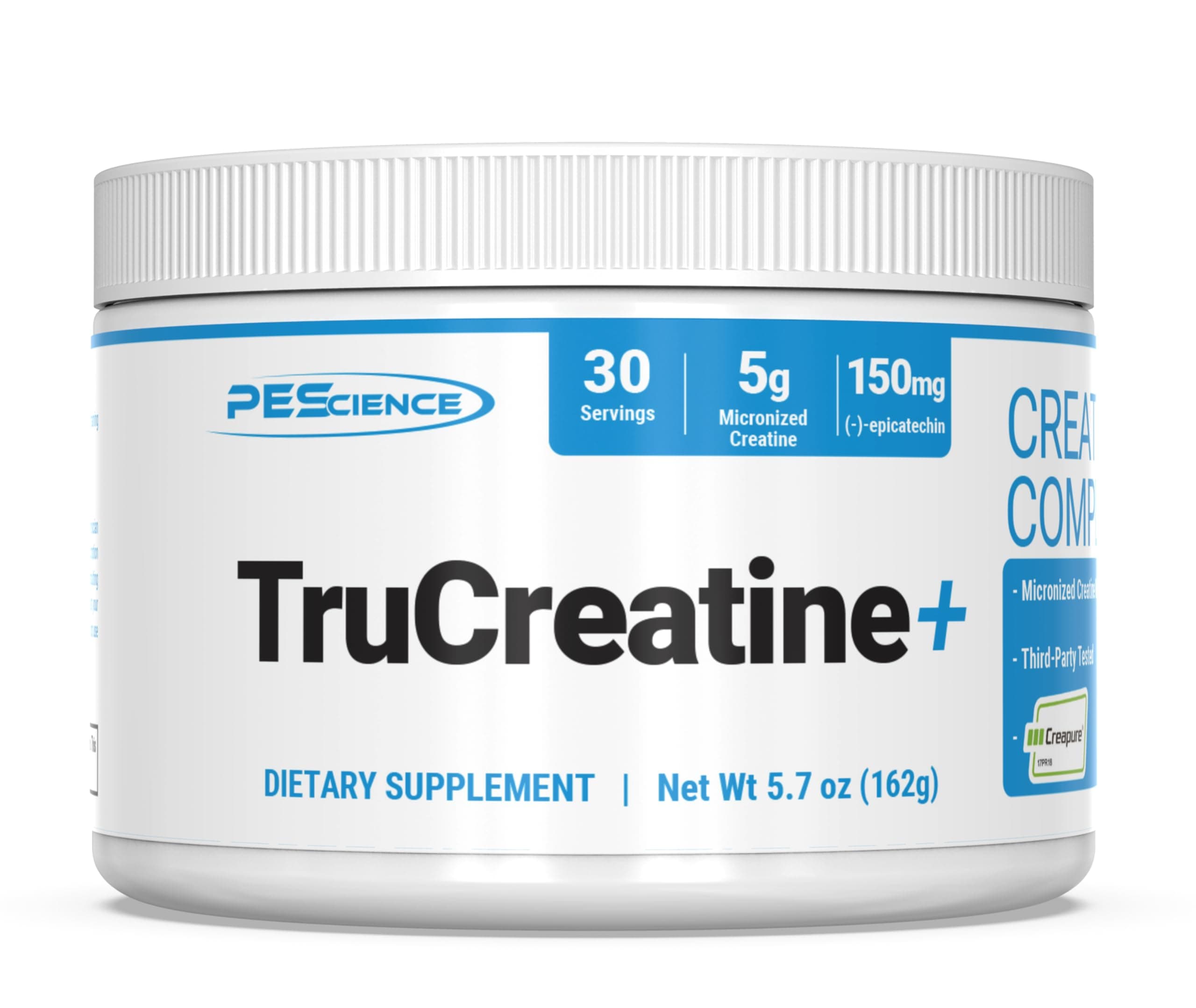 PEScience TruCreatine+ Creatine Monohydrate Powder Plus Epicatechin, Micronized Creapure Creatine for Women & Men, Supports Muscle Growth, Strength & Recovery, Cognition, 30 Servings, Unflavored