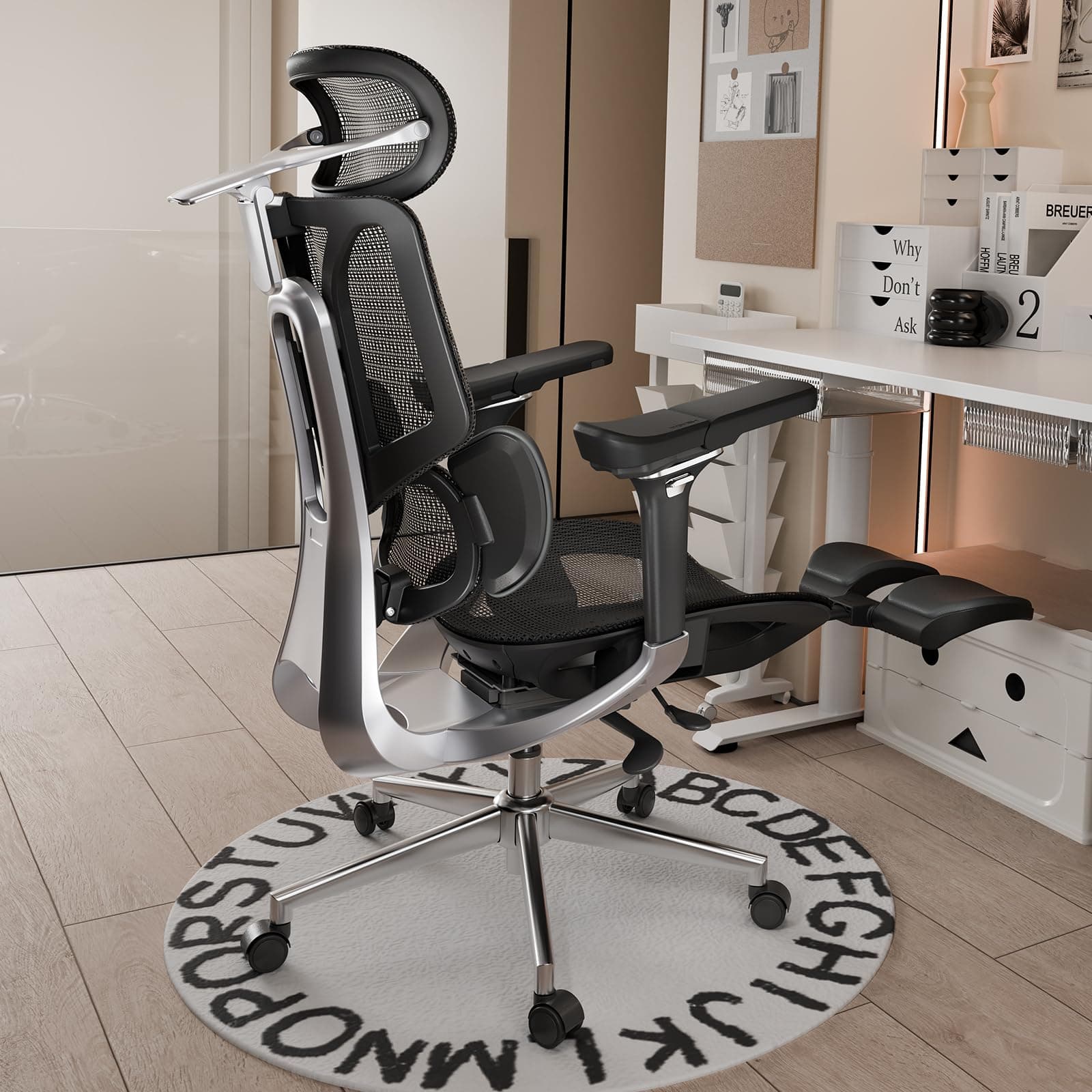 E3 Pro Ergonomic Office Chair, Big and Tall Office Chair - with 3-Zone Dynamic Lumbar Support, 4D Adjustable Headrest, 6D Adjustable Armrests, Swivel, Black