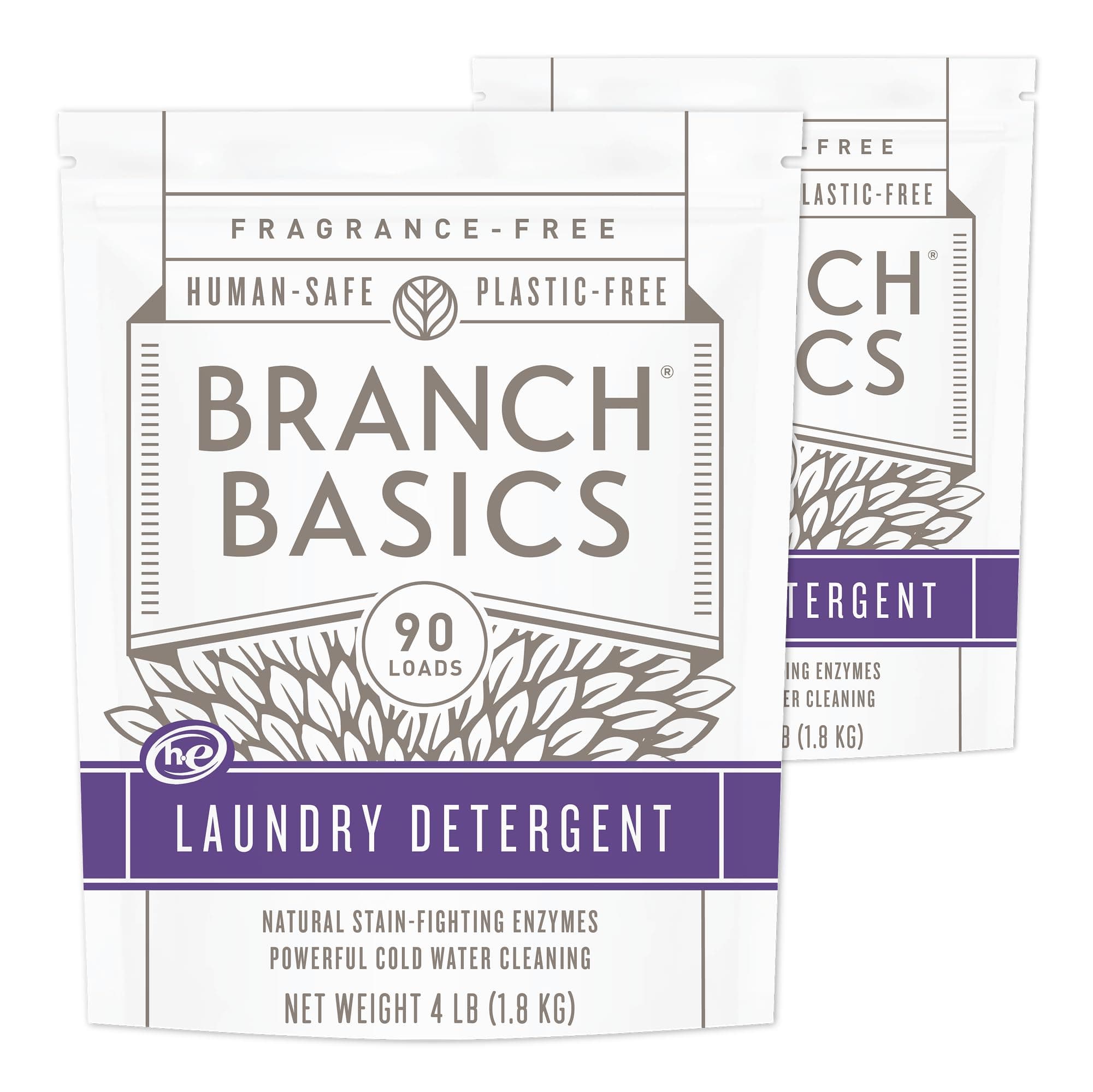 Branch Basics Laundry Detergent – 2 Pack, 4lbs per | Plant & Mineral-Based Formula | Lifts Stains & Removes Odor | Plastic-Free, Fragrance-Free & Safe for Sensitive Skin