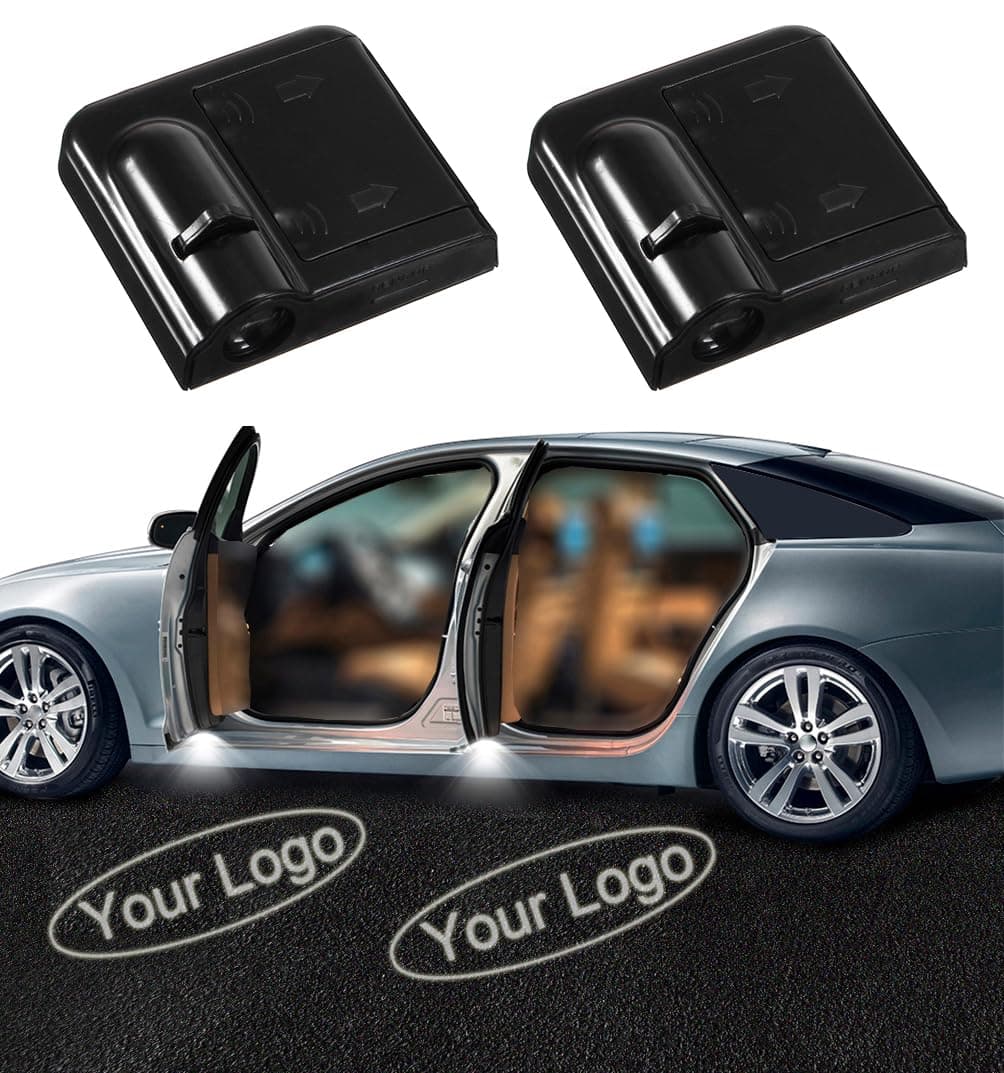 – 2x Custom Logo Wireless Projector Car Door Step Courtesy Welcome Lights Puddle Ghost Shadow LED Lights - Accept Custom Logo