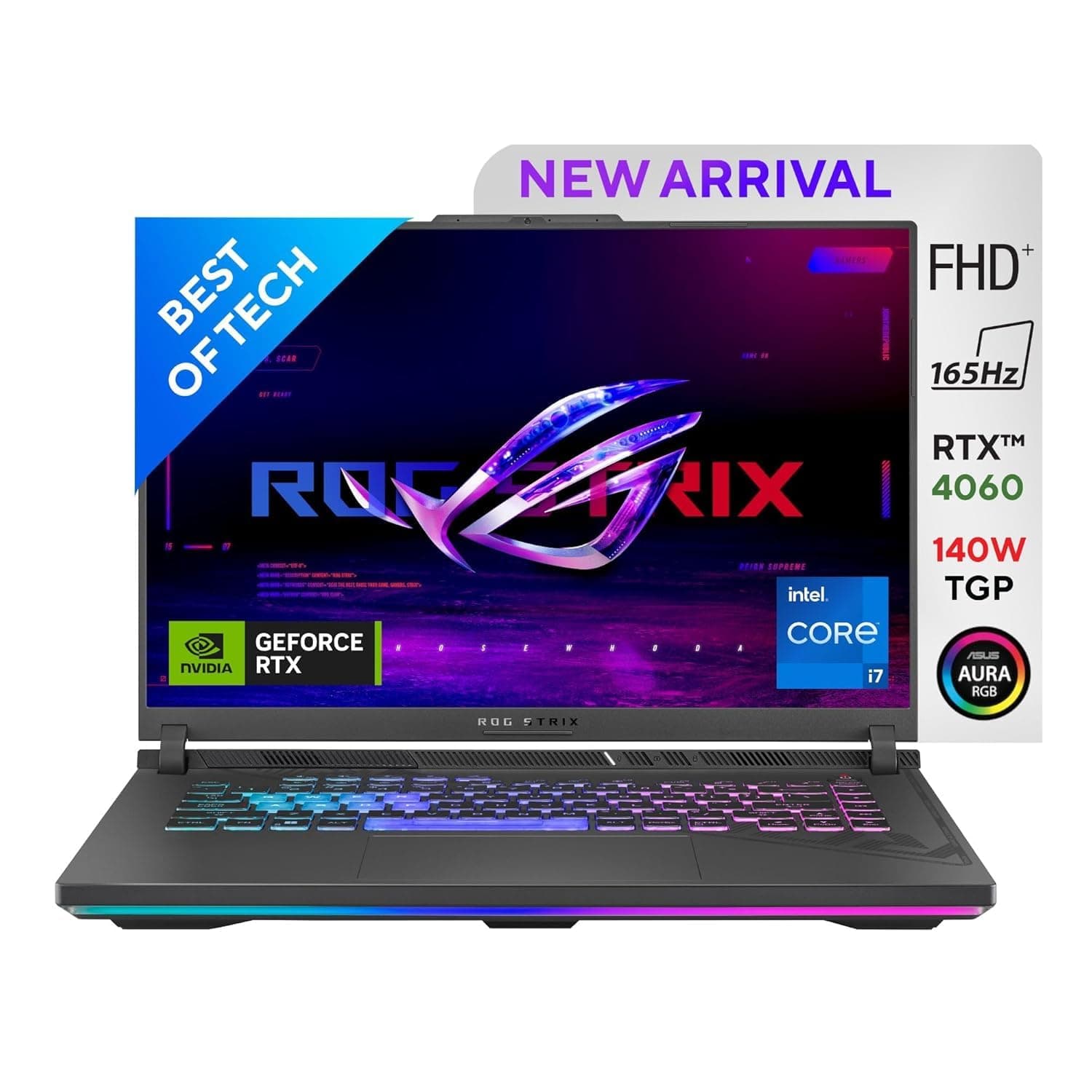 ASUS ROG Strix G16 13th Gen, Intel Core i7-13650HX Gaming Laptop(NVIDIA RTX 4060-8GB/140W TGP/16GB RAM/1TB SSD/FHD+/16"/165Hz/RGB KB/90WHr/Windows 11/Office 2021/Eclipse Gray/2.50 Kg) G614JV-N3474WS