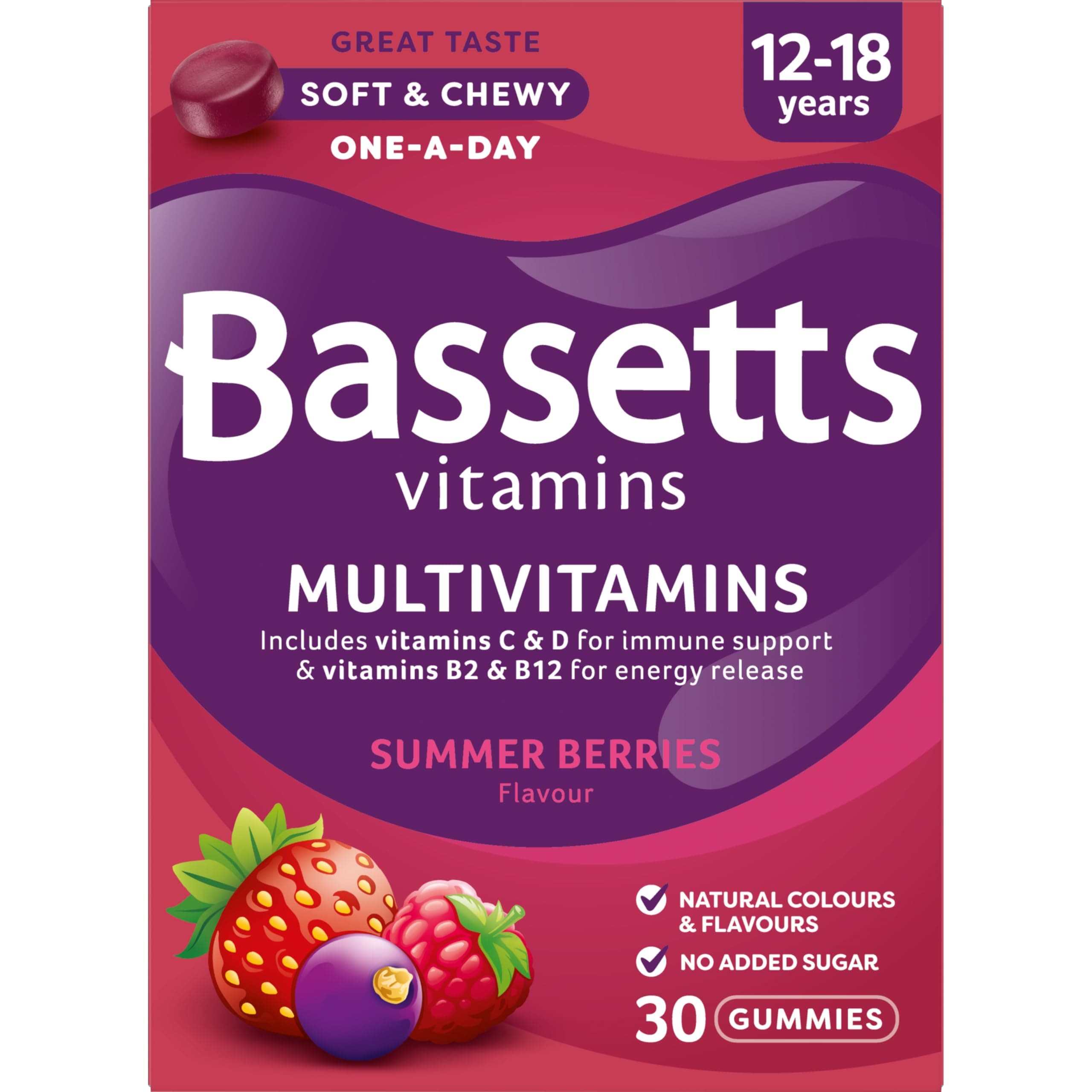 Bassetts Vitamins 12-18 Years Summer Berries Flavour Multivitamins 30 Gummies