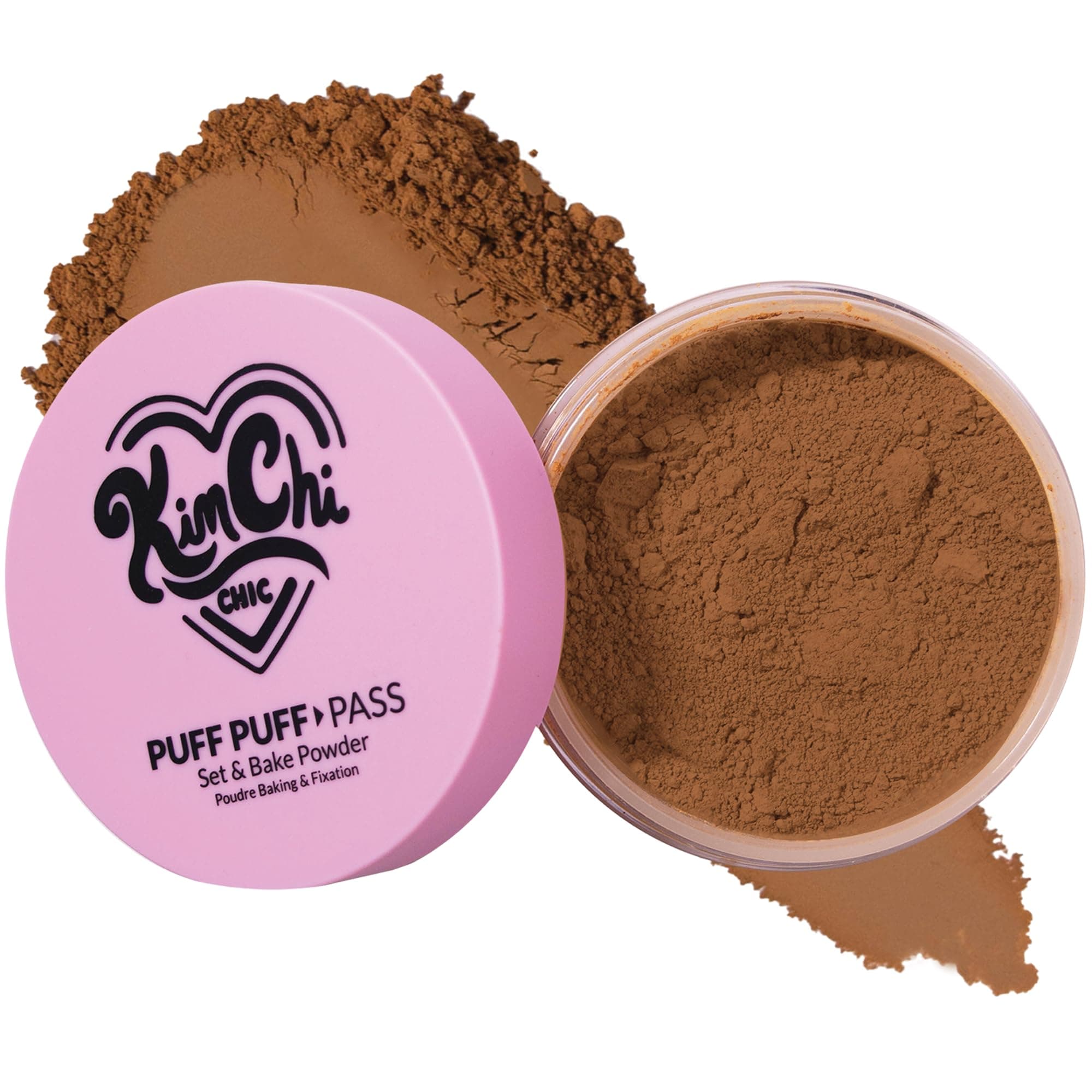 KimChiChic Beauty Puff Puff Pass Set and Bake Setting Powder for Makeup, Extra Fluffy Loose Face Powder Poof, Soft Natural Face Makeup for Uneven Skin Tone, 06 Almond