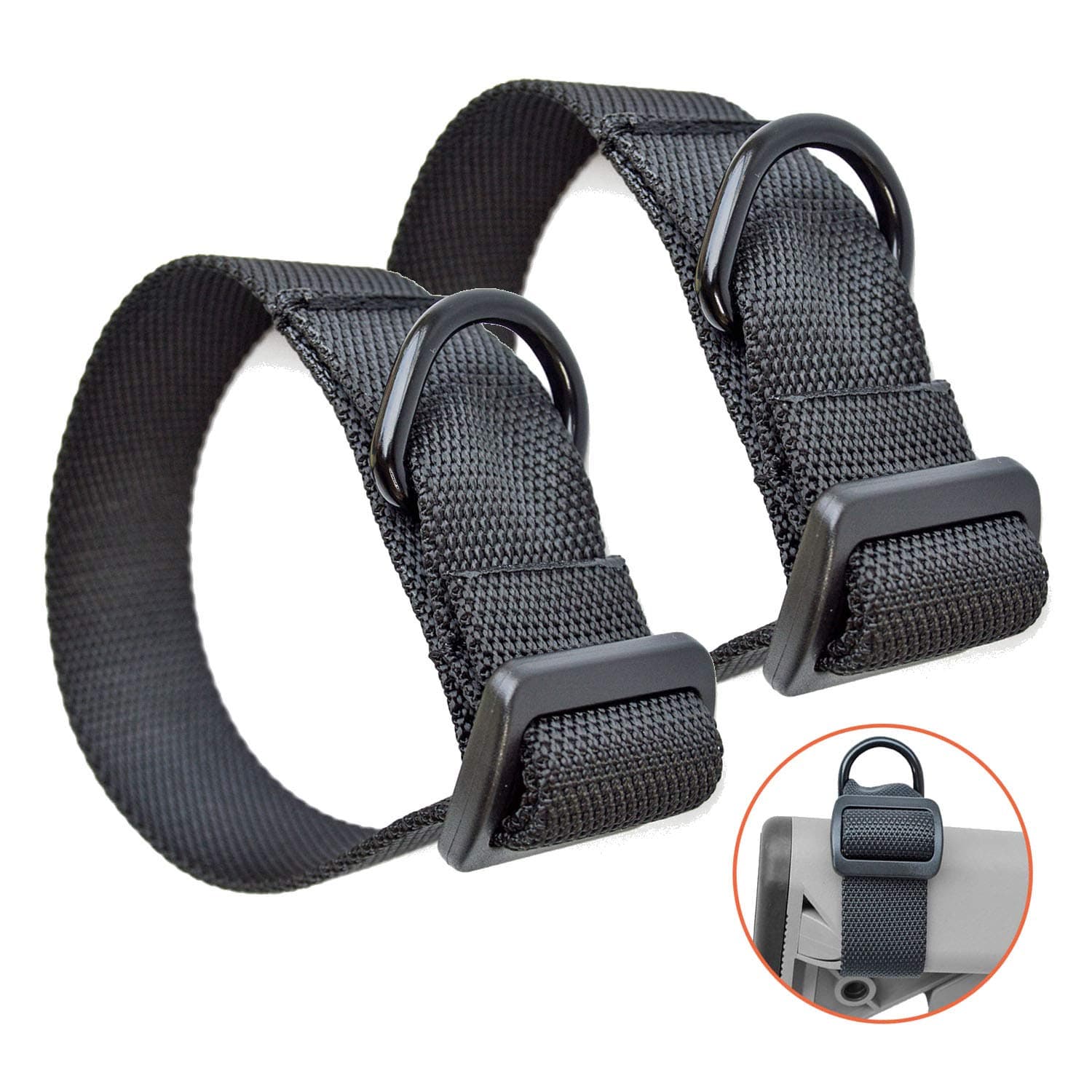 2 PCs Adjustable Nylon Buttstock Sling Strap Attachment Sling Mount Adapter Kit Attach to Any Sling (1 Point Sling / 2-Point Sling) on Rifle, Airsoft and Shotgun