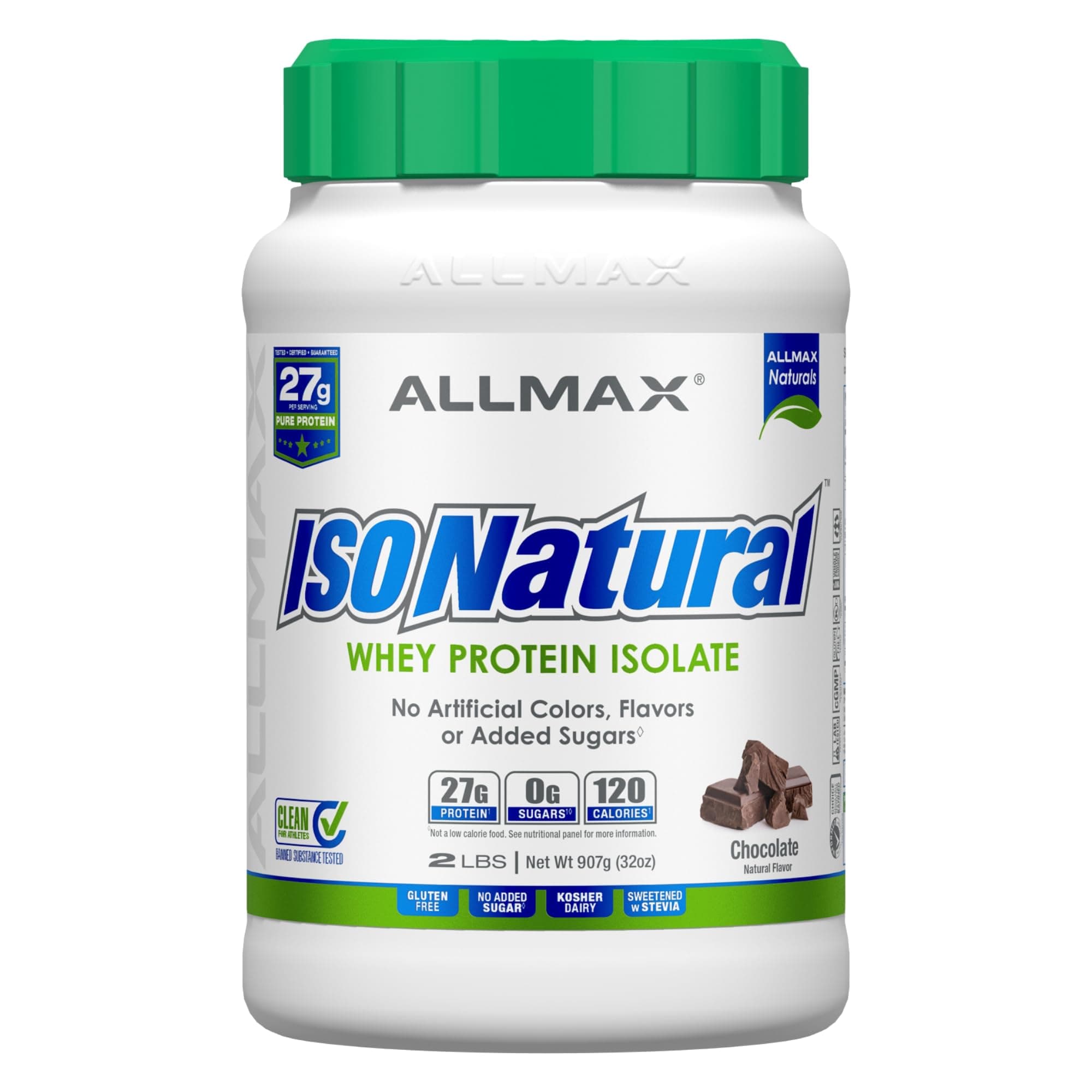 ALLMAX Nutrition ISONATURAL Whey Protein Isolate, Chocolate - 2 lb - 27 Grams...